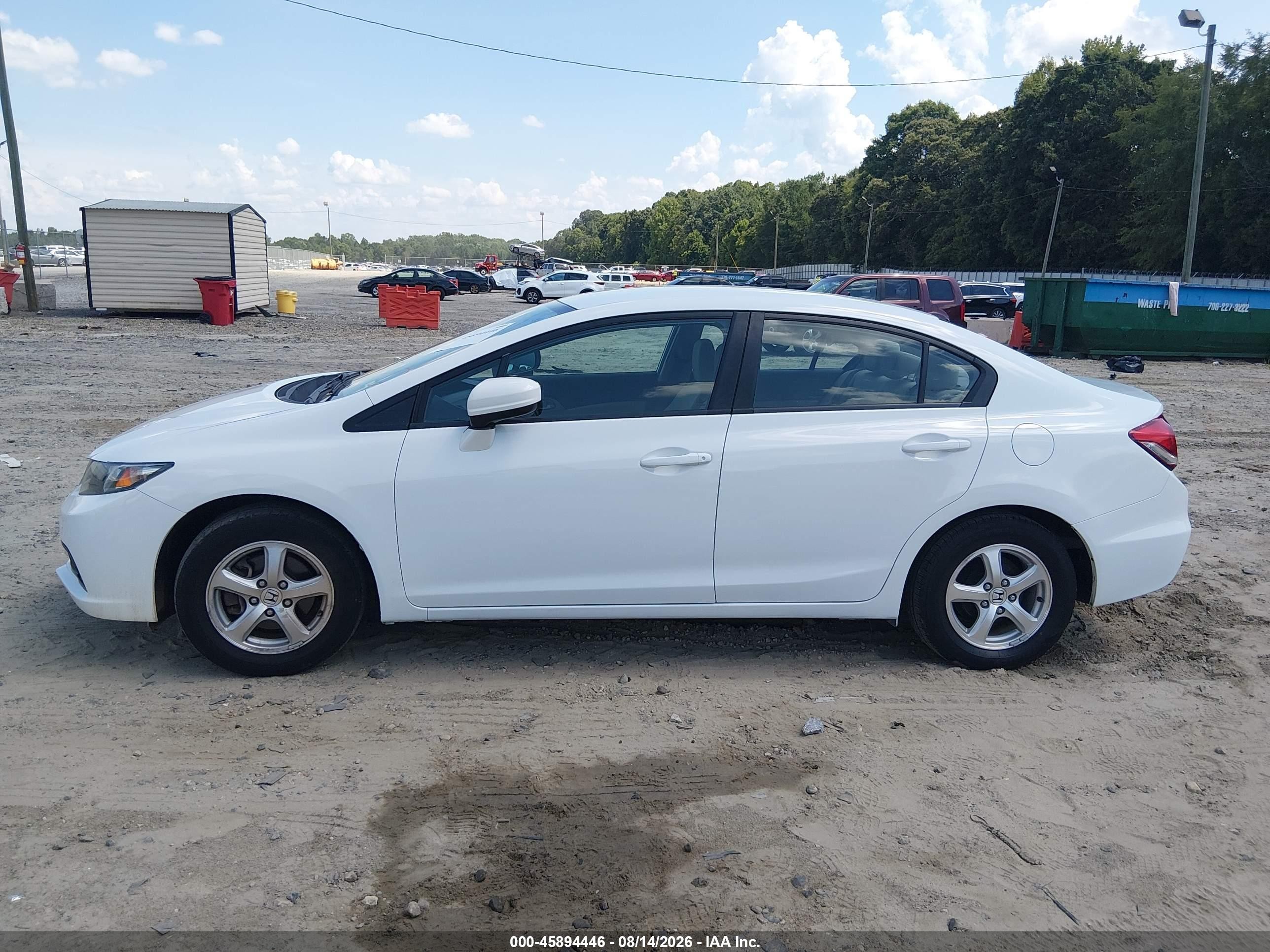 2015 Honda Civic Natural Gas White vin: 19XFB5F57FE000209