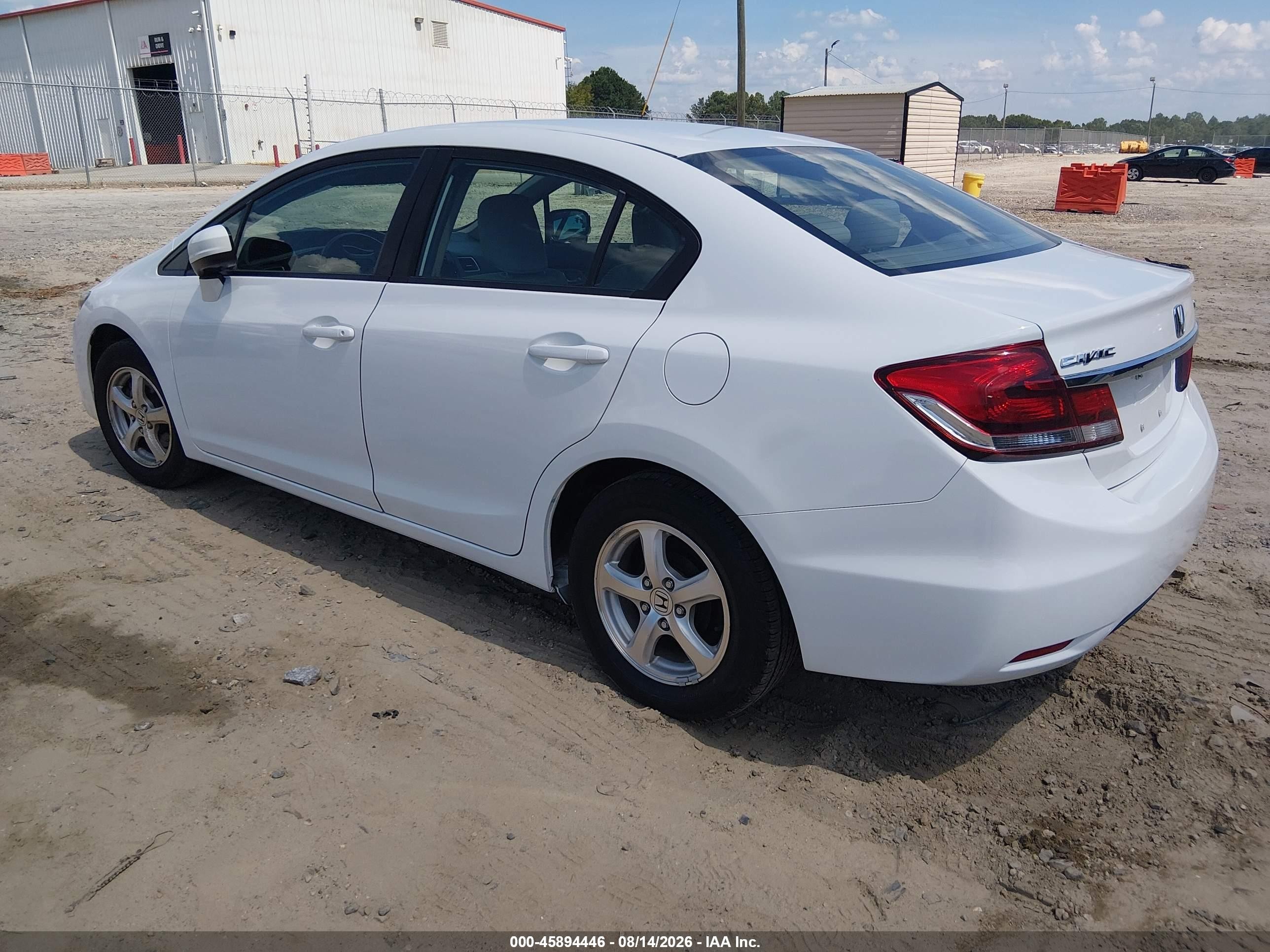 2015 Honda Civic Natural Gas White vin: 19XFB5F57FE000209