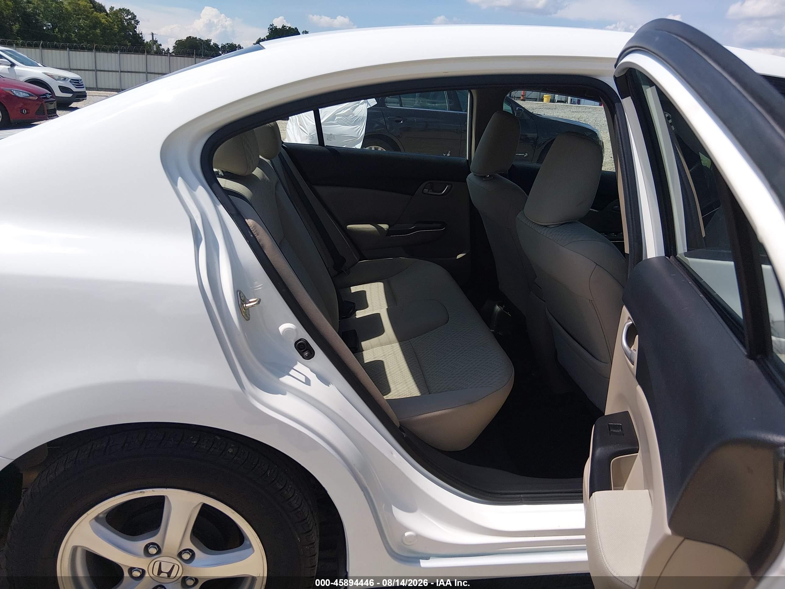 2015 Honda Civic Natural Gas White vin: 19XFB5F57FE000209