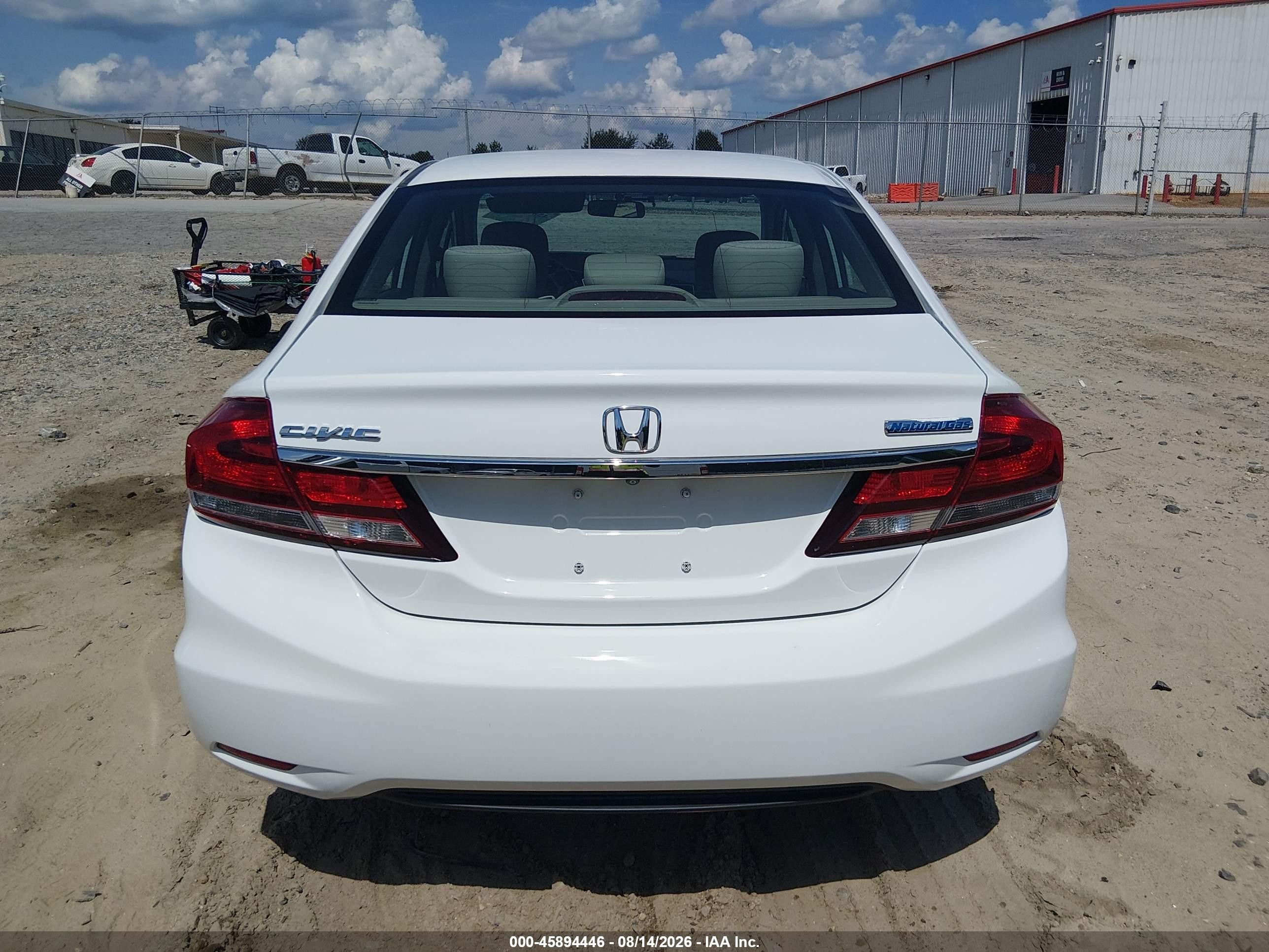 2015 Honda Civic Natural Gas White vin: 19XFB5F57FE000209