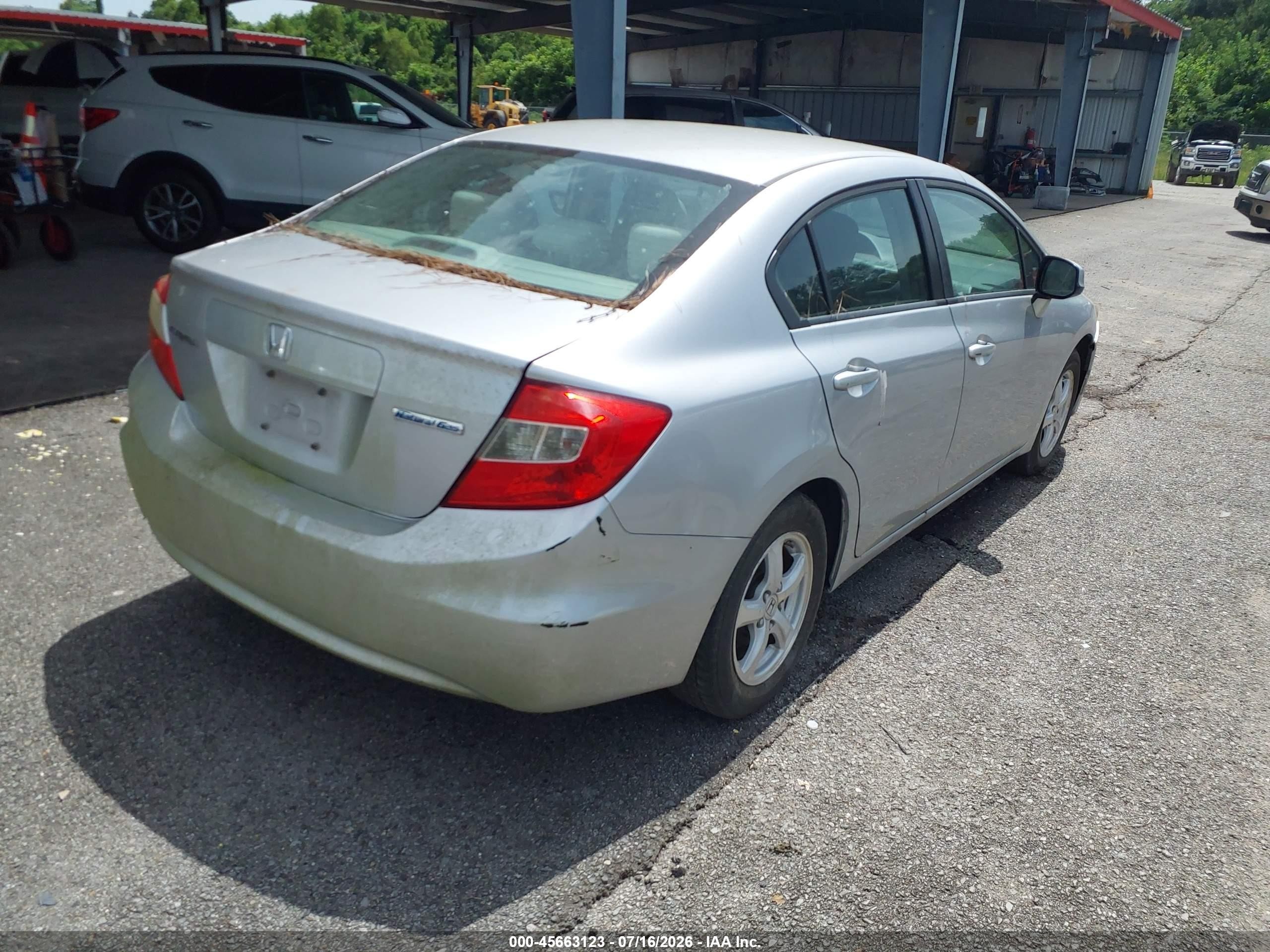 2012 Honda Civic Natural Gas Silver vin: 19XFB5F59CE002328