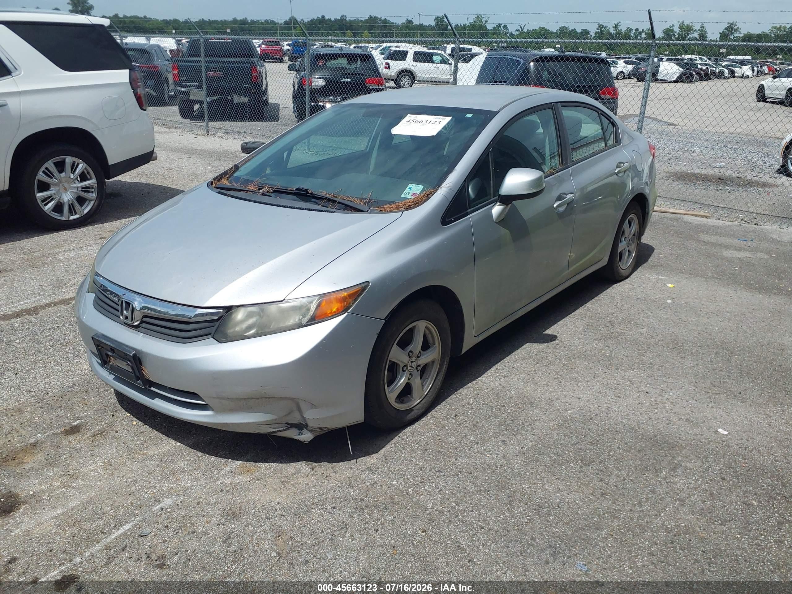 2012 Honda Civic Natural Gas Silver vin: 19XFB5F59CE002328