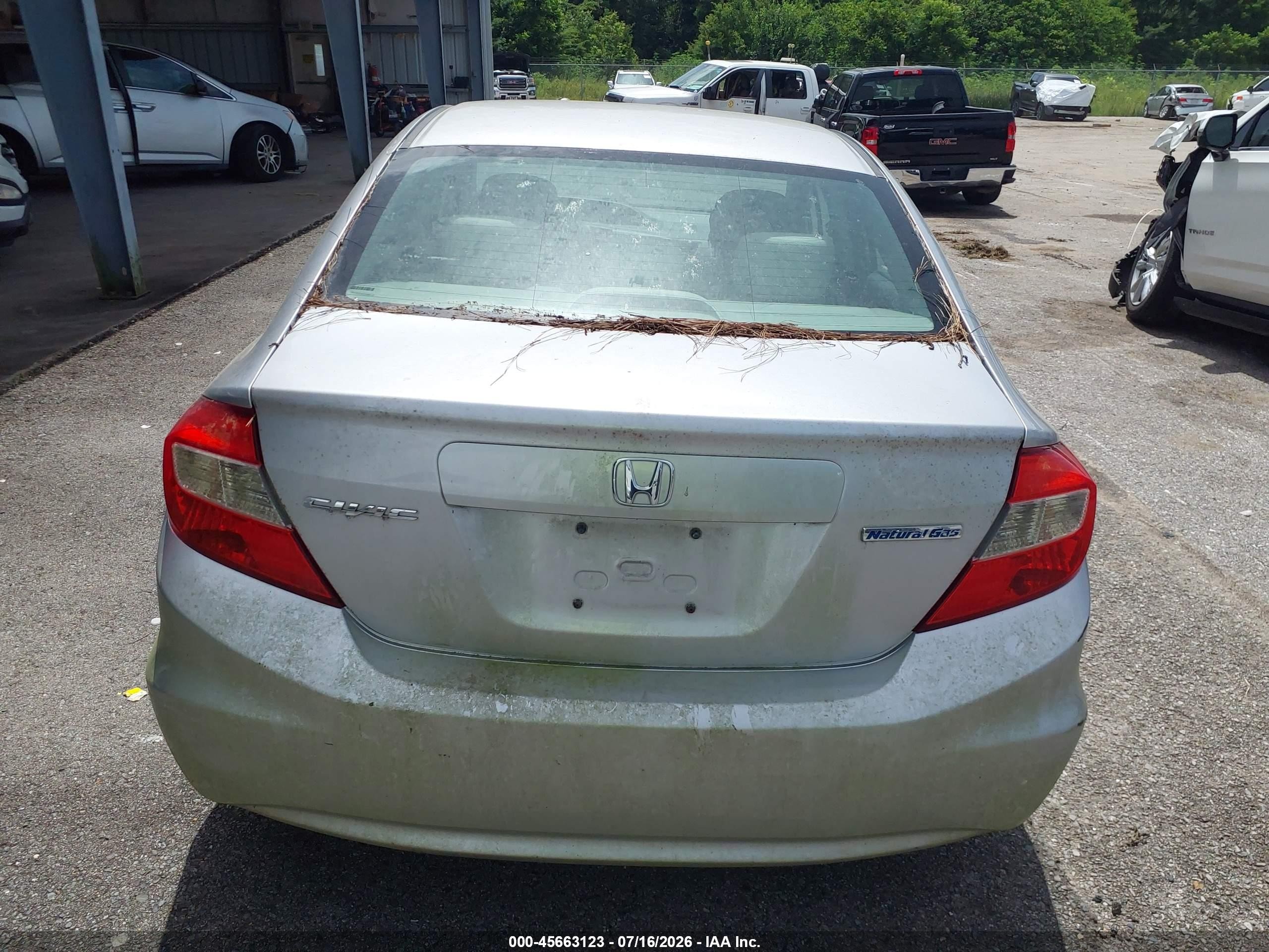 2012 Honda Civic Natural Gas Silver vin: 19XFB5F59CE002328