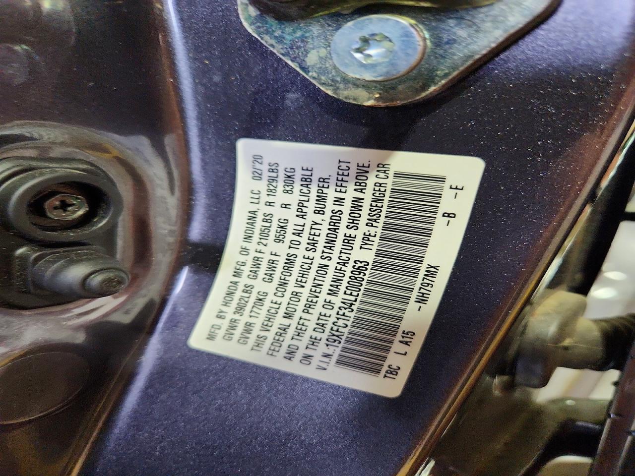 2020 Honda Civic Ex Charcoal vin: 19XFC1F34LE008963