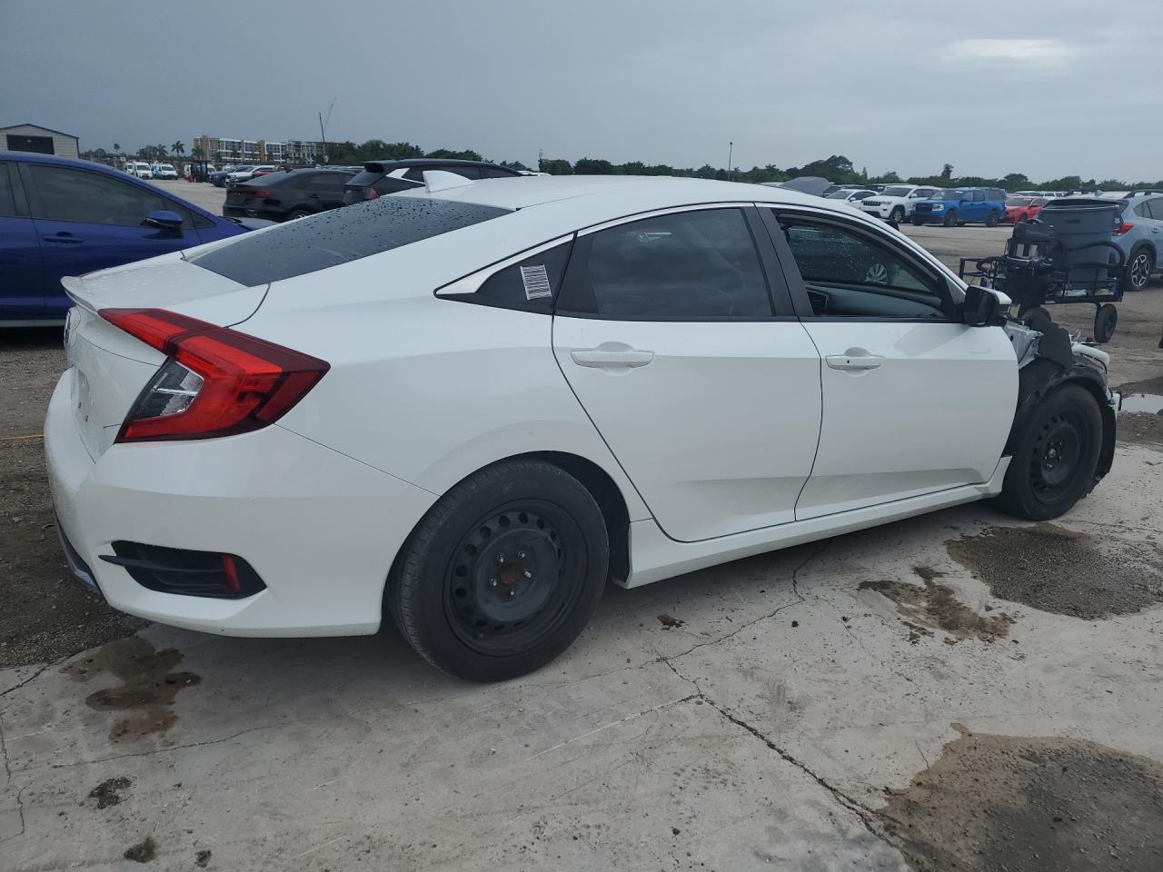 2020 Honda Civic Ex White vin: 19XFC1F37LE007077 Damage: Right Qtr Panel, Chipped, 2