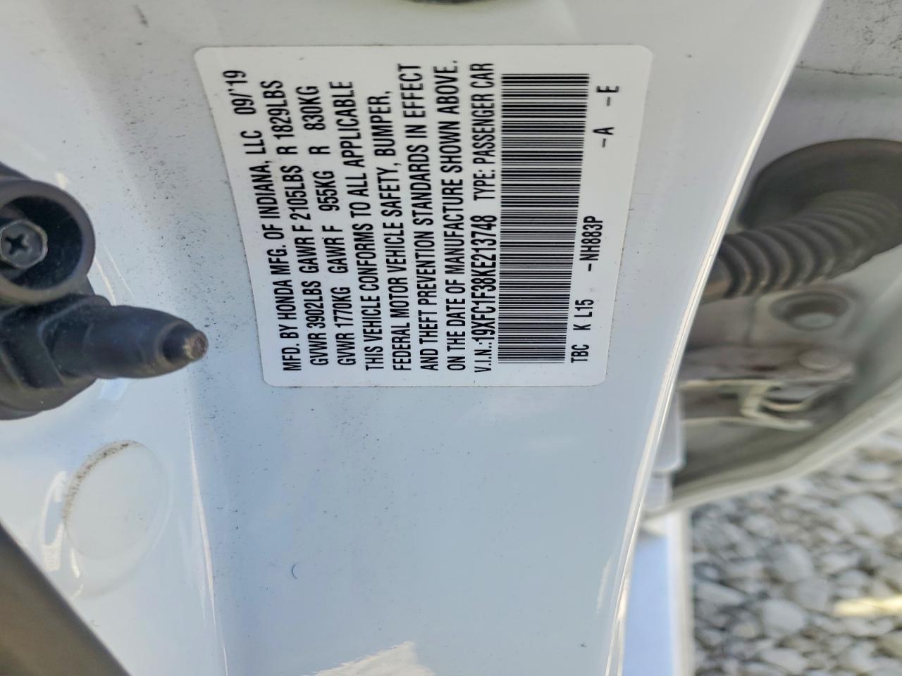 2019 Honda Civic Ex White vin: 19XFC1F38KE213748