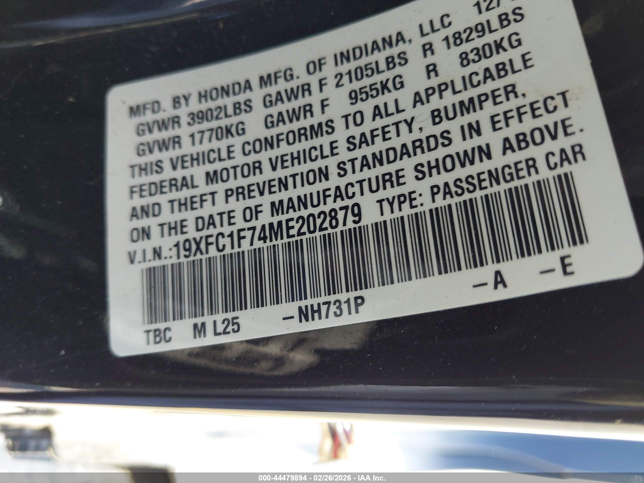 2021 Honda Civic Ex-l Gray vin: 19XFC1F74ME202879