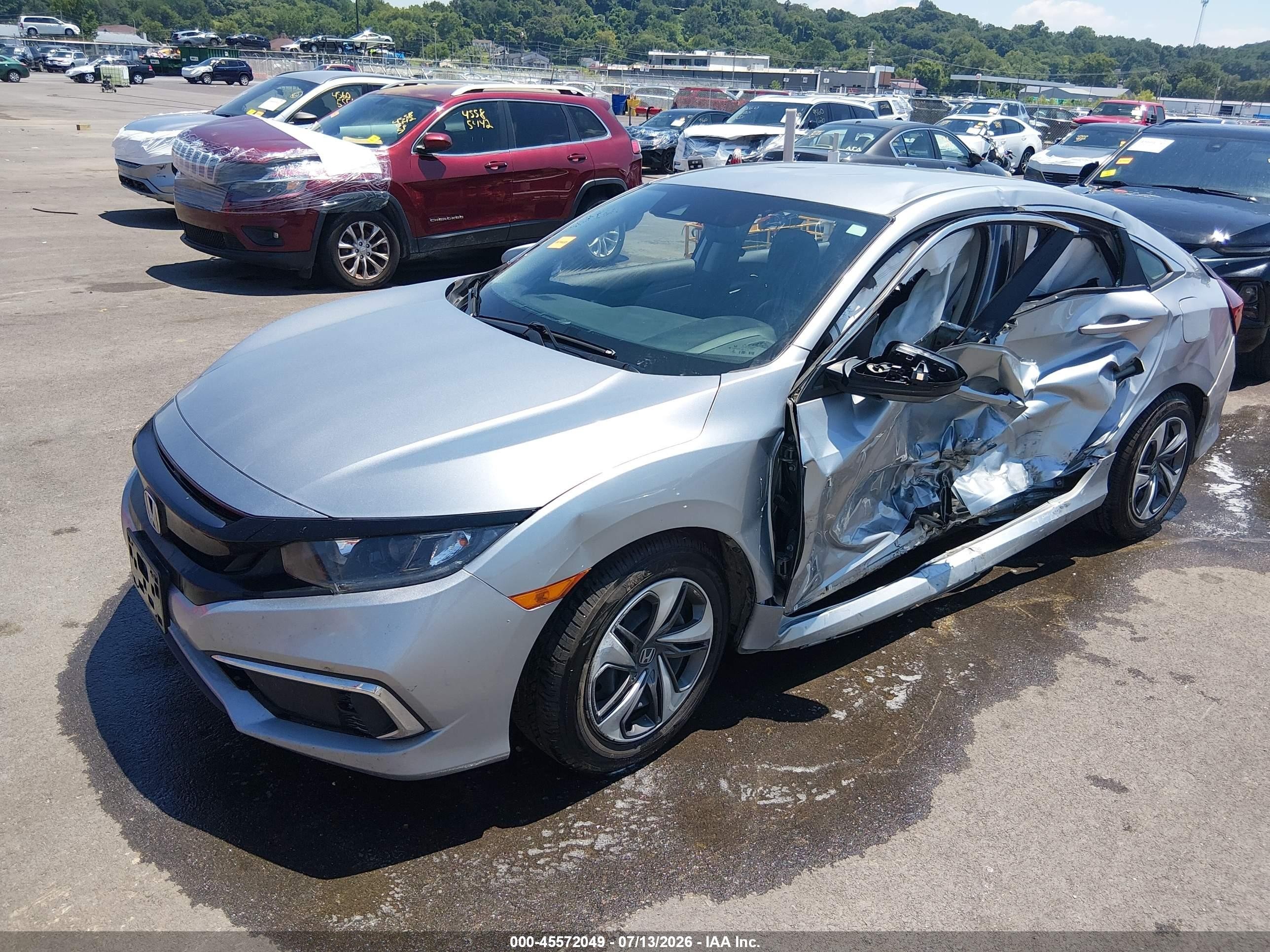 2020 Honda Civic Lx Silver vin: 19XFC2E6XLE001047