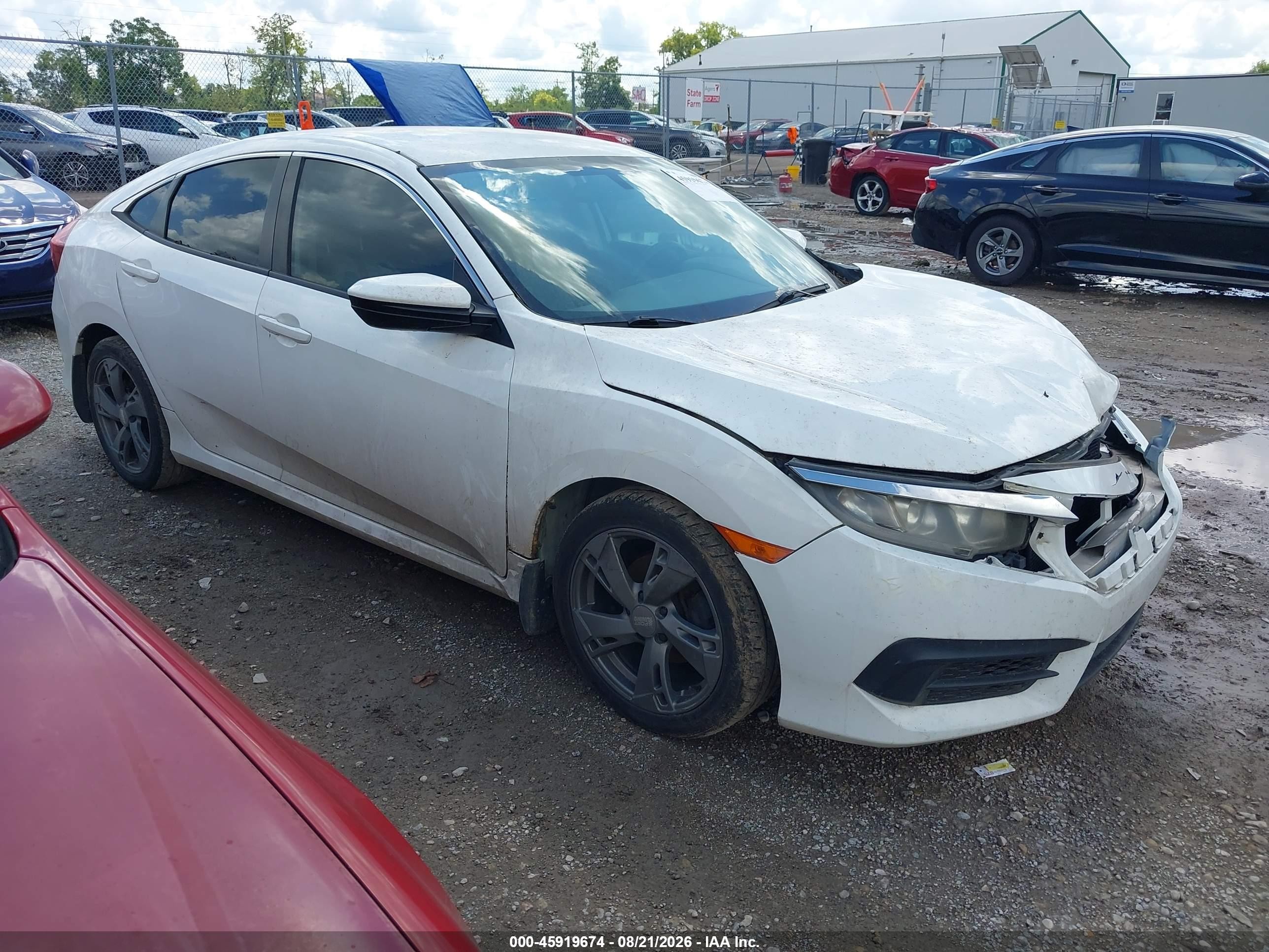 2016 Honda Civic Lx White vin: 19XFC2F51GE019965