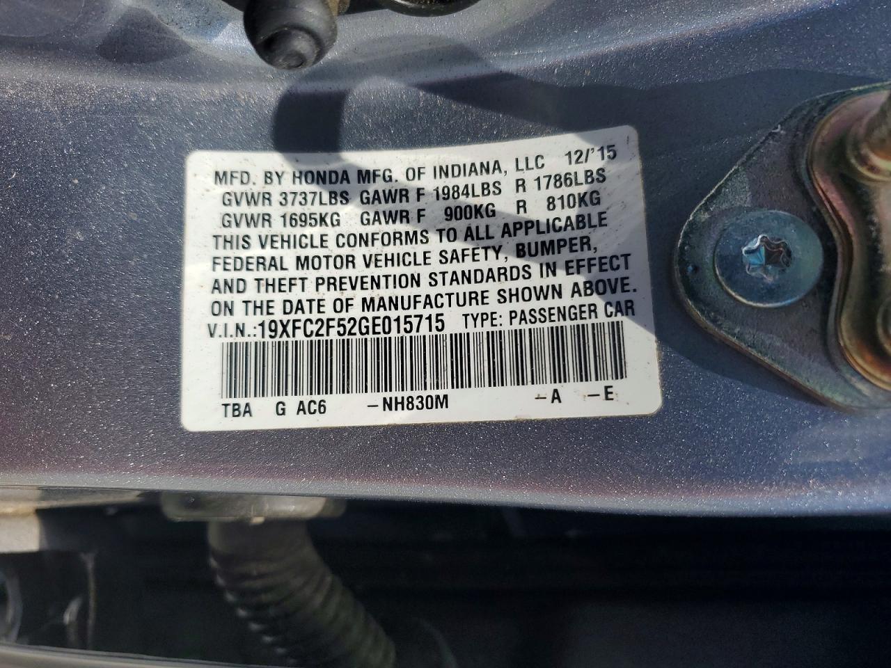 2016 Honda Civic Lx Silver vin: 19XFC2F52GE015715