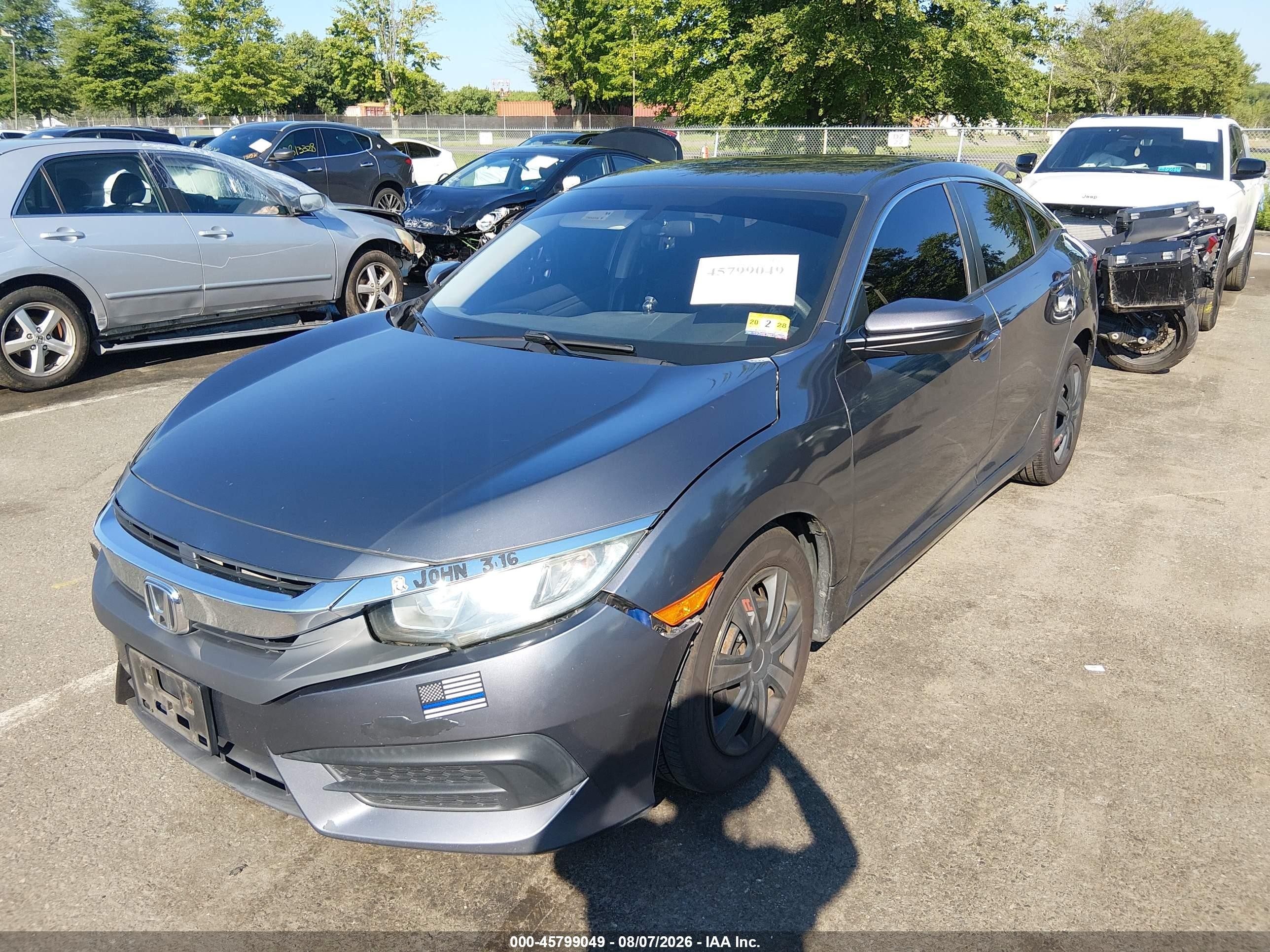 2017 Honda Civic Lx Gray vin: 19XFC2F52HE223966