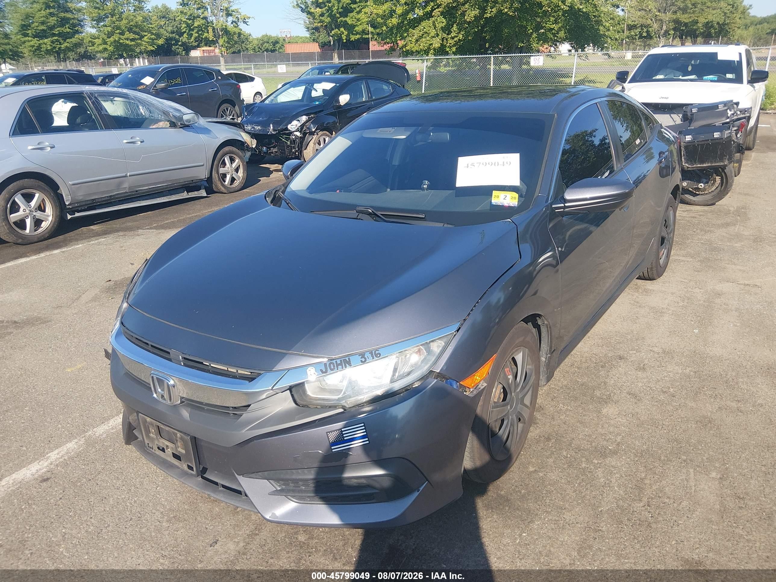 2017 Honda Civic Lx Gray vin: 19XFC2F52HE223966