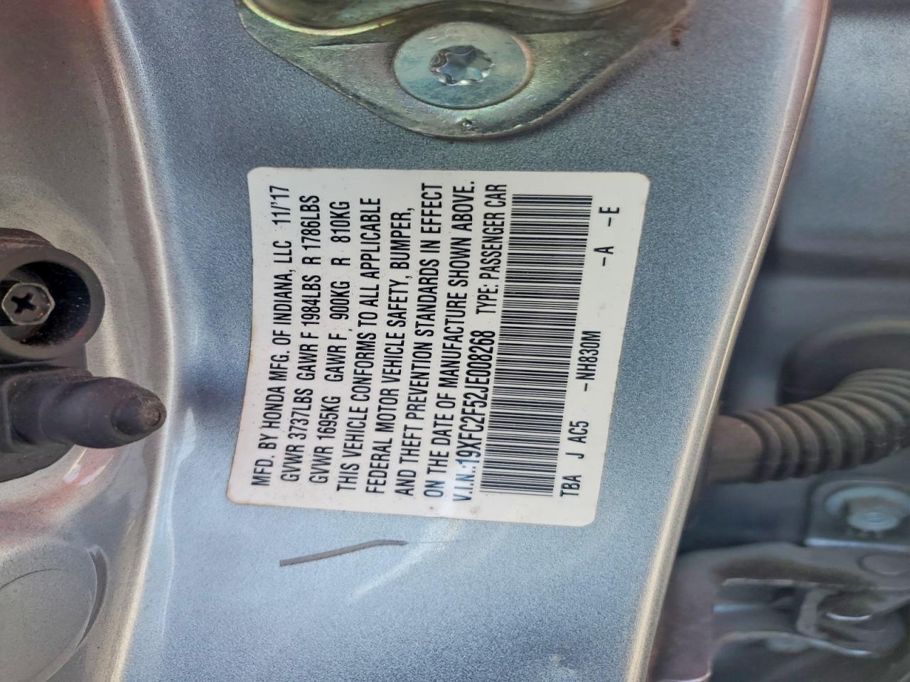 2018 Honda Civic Lx Silver vin: 19XFC2F52JE008268