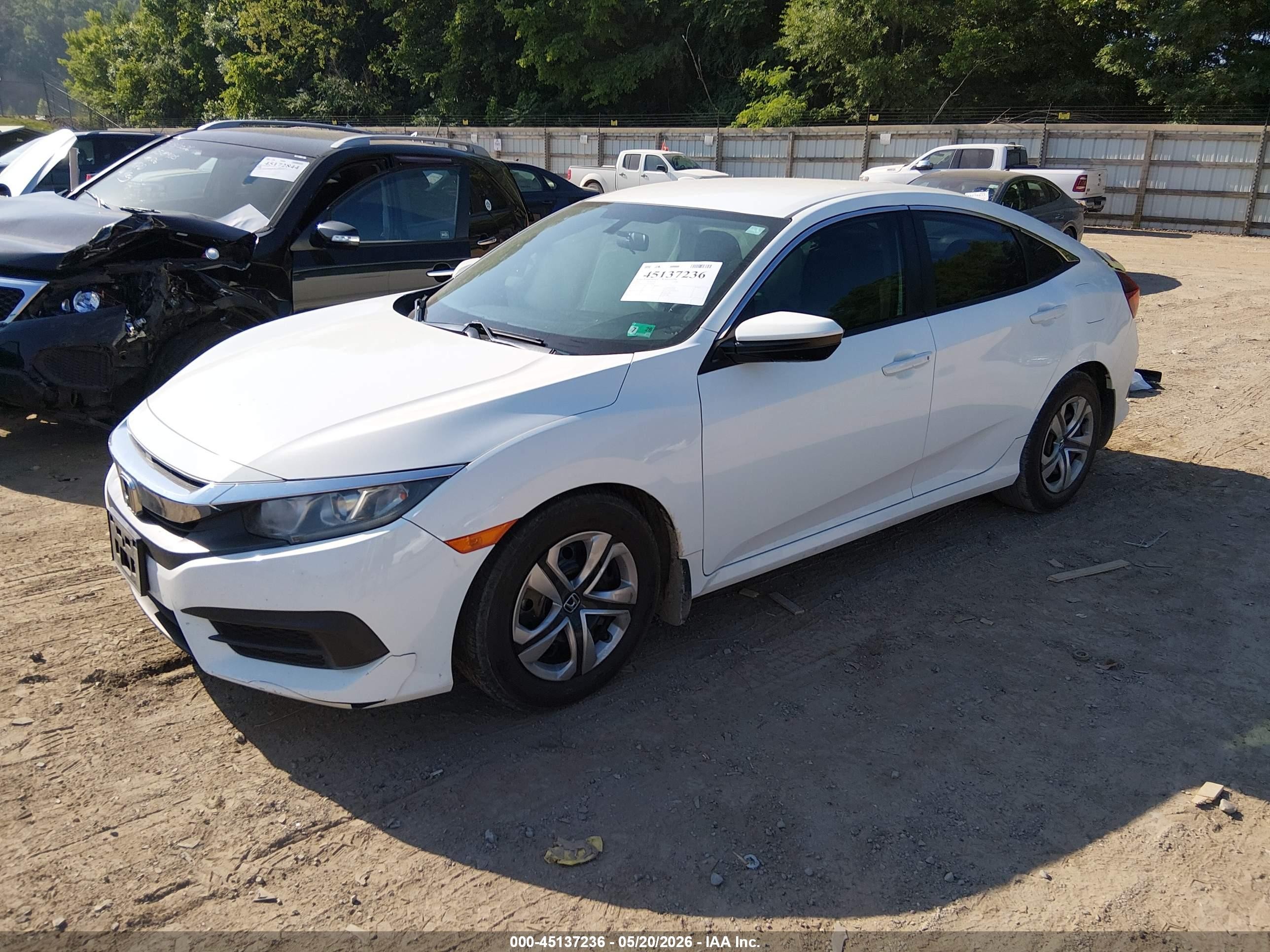 2016 Honda Civic Lx White vin: 19XFC2F53GE058086