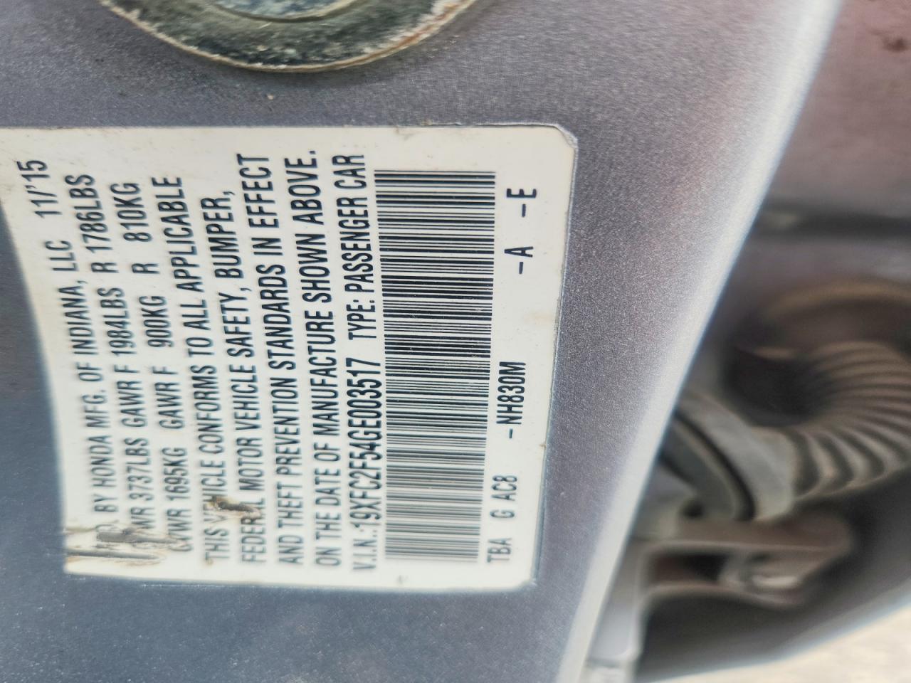 2016 Honda Civic Lx Silver vin: 19XFC2F54GE003517