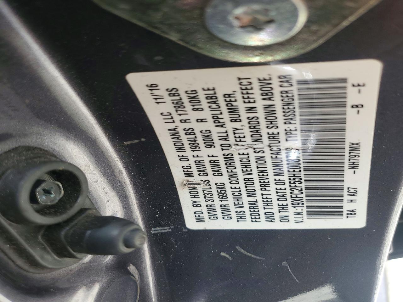 2017 Honda Civic Lx Gray vin: 19XFC2F55HE008792