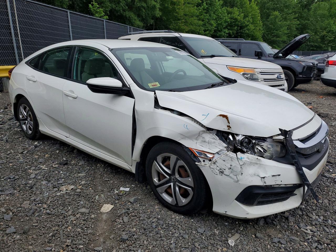 2016 Honda Civic Lx White vin: 19XFC2F56GE223242