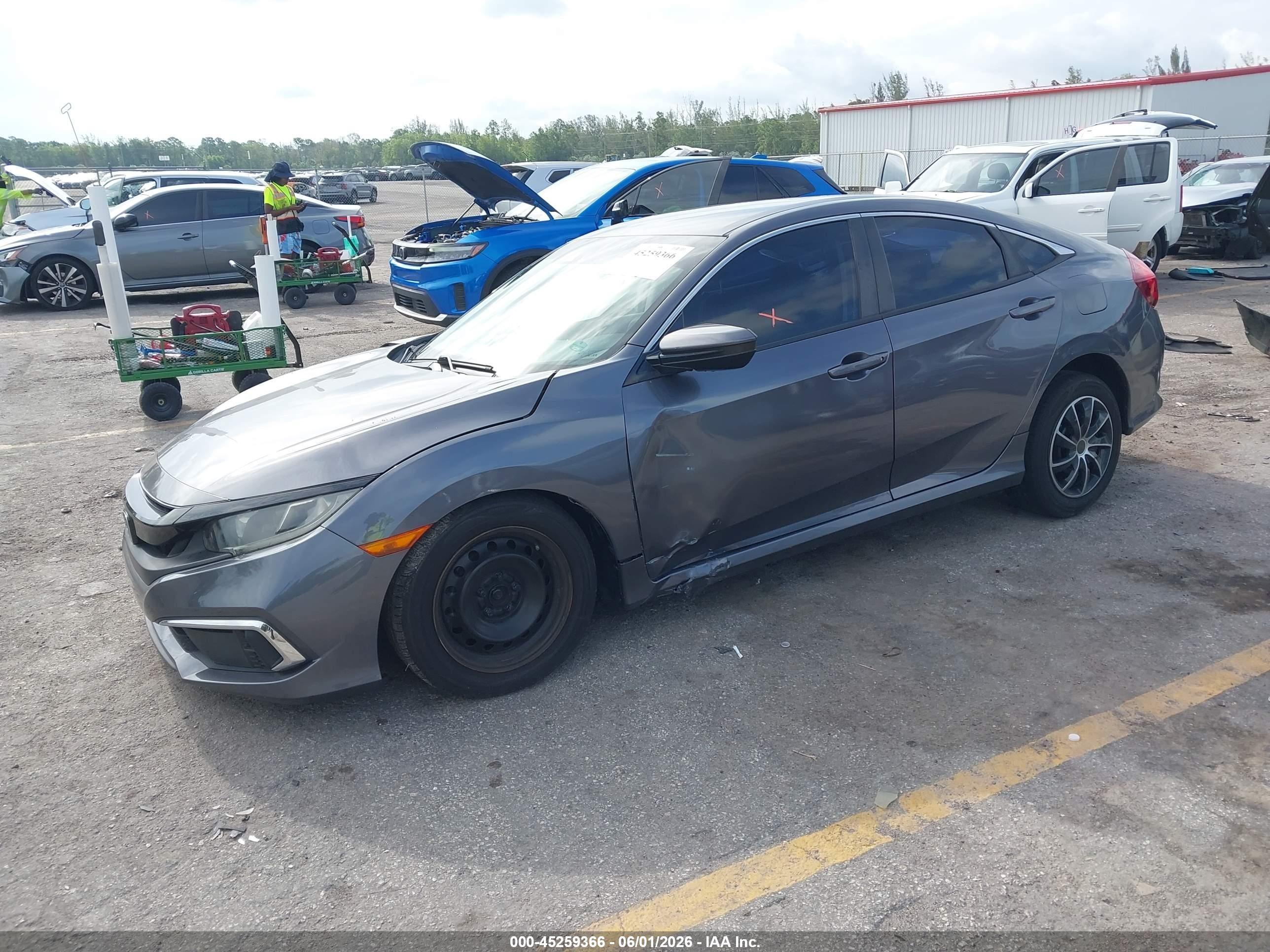 2019 Honda Civic Lx Gray vin: 19XFC2F63KE015689