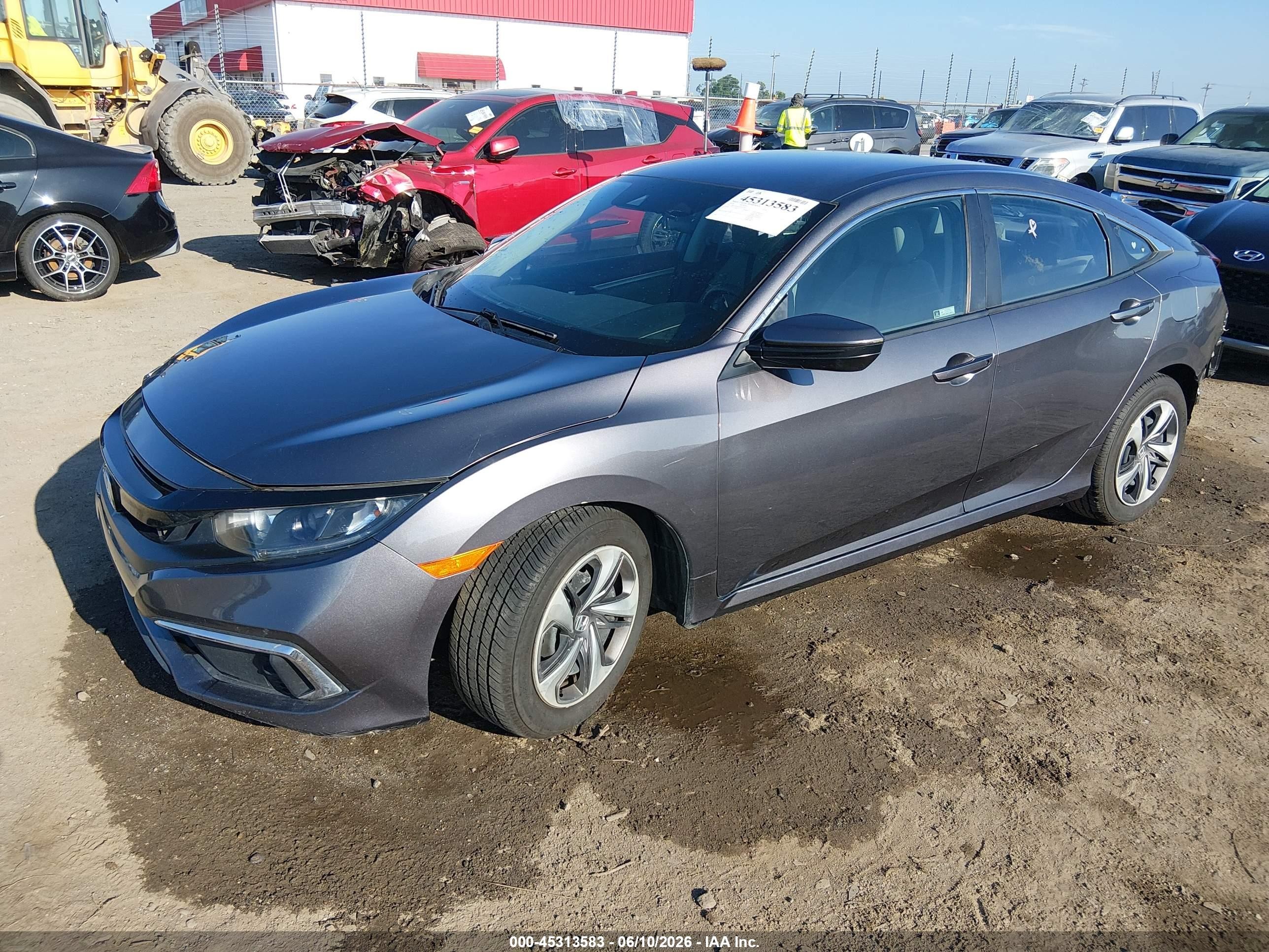 2020 Honda Civic Lx Gray vin: 19XFC2F6XLE027307