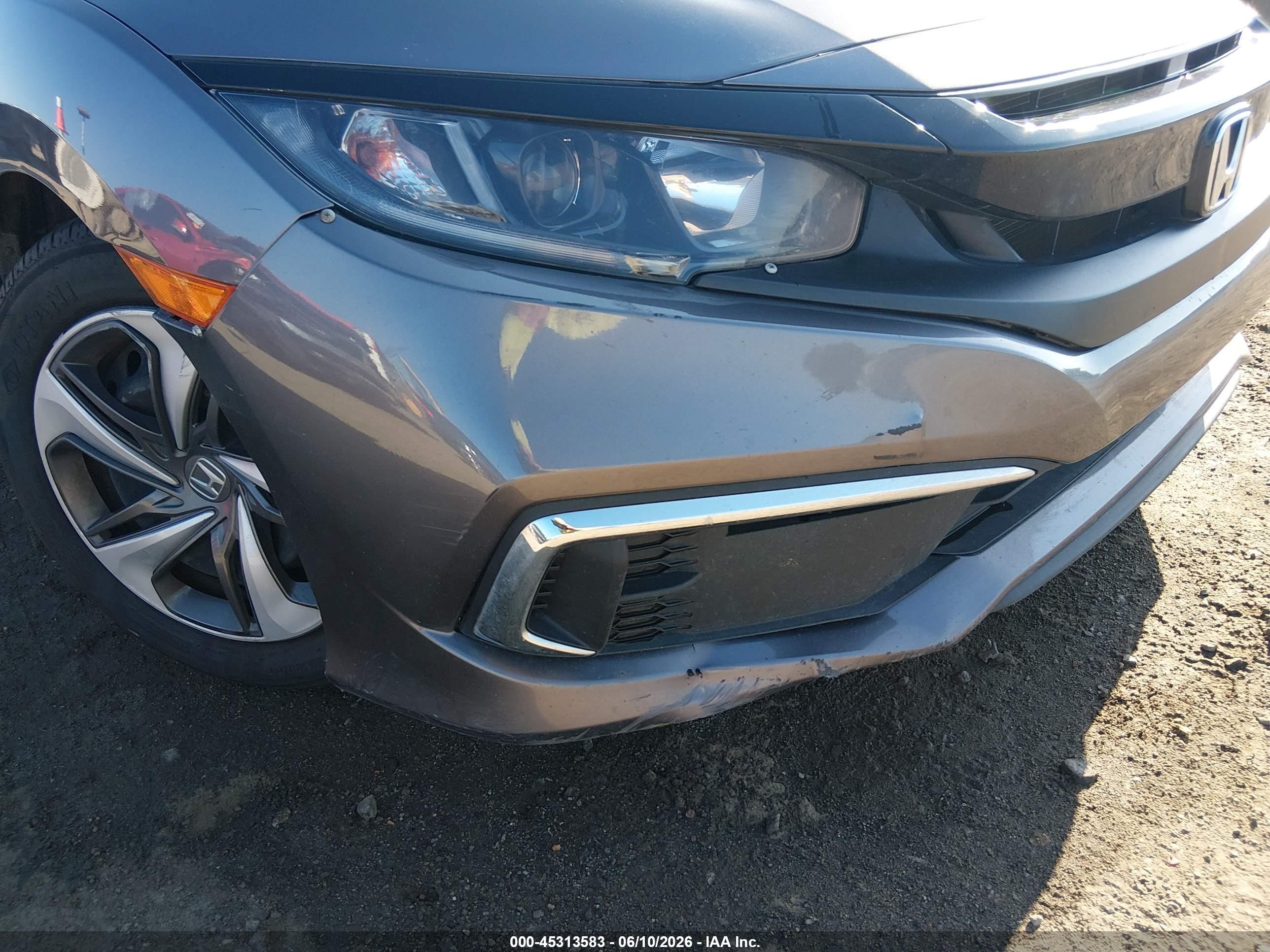 2020 Honda Civic Lx Gray vin: 19XFC2F6XLE027307