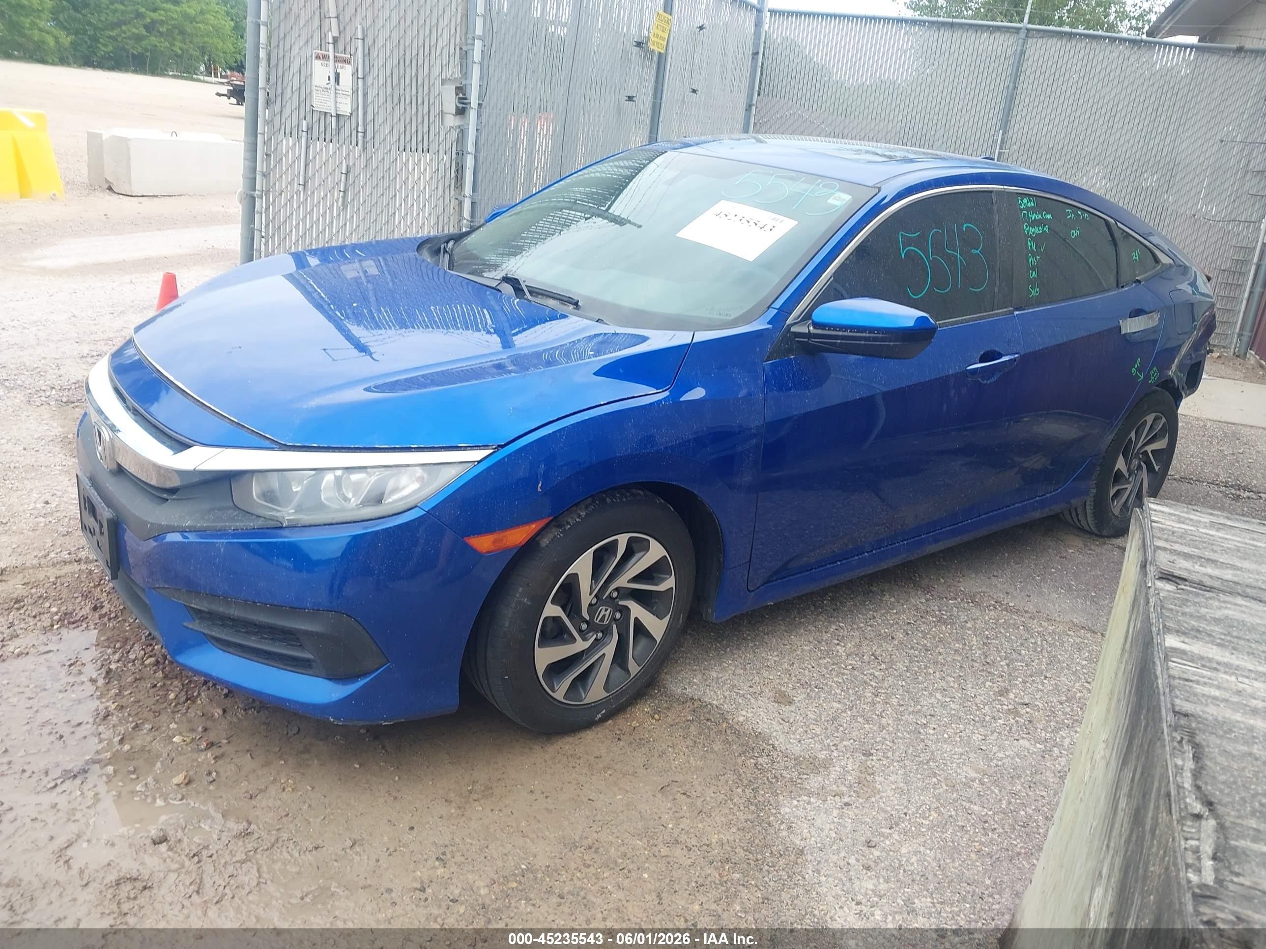 2017 Honda Civic Ex Blue vin: 19XFC2F70HE064883