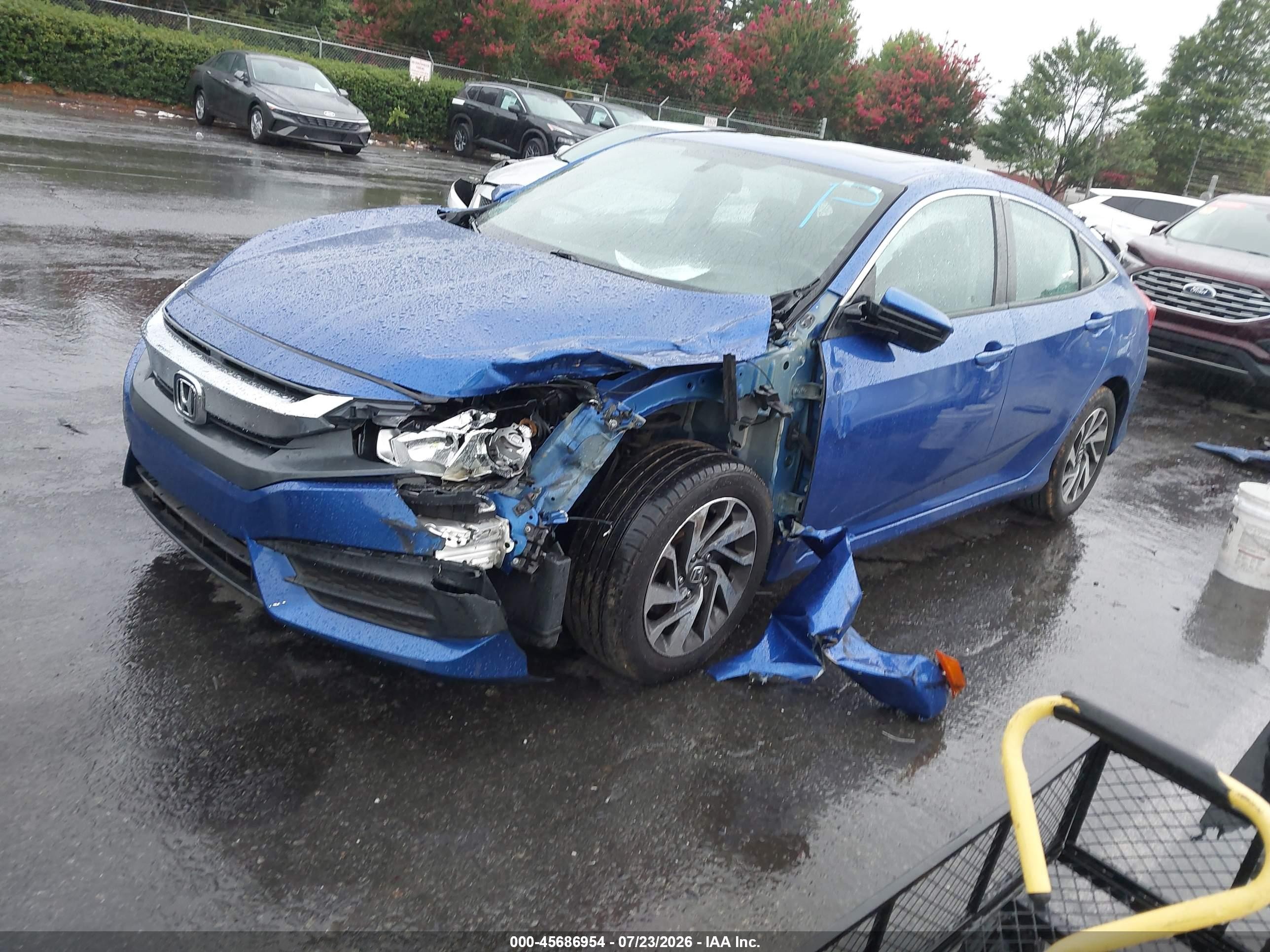 2017 Honda Civic Ex Синий vin: 19XFC2F71HE217559