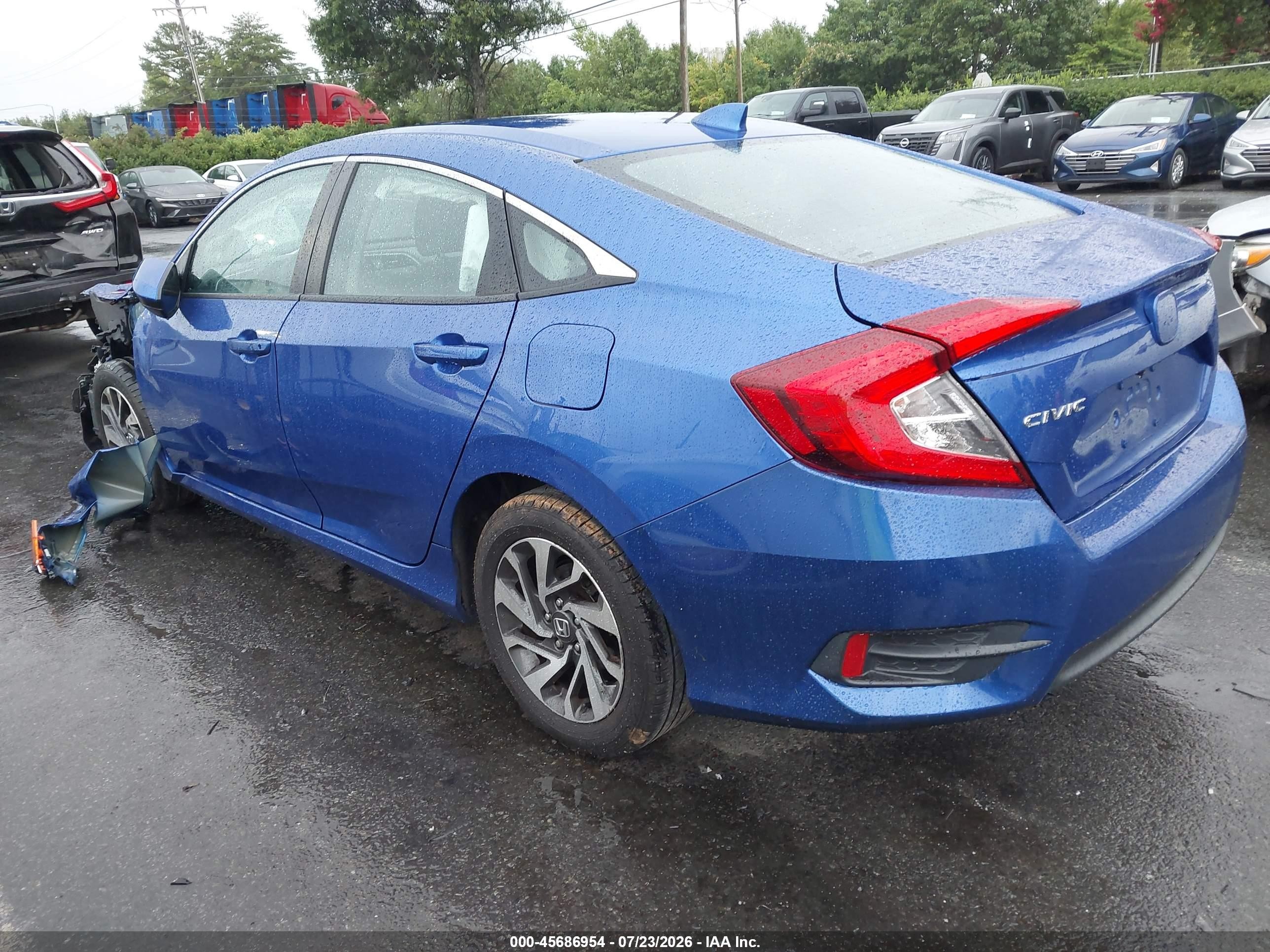 2017 Honda Civic Ex Синий vin: 19XFC2F71HE217559