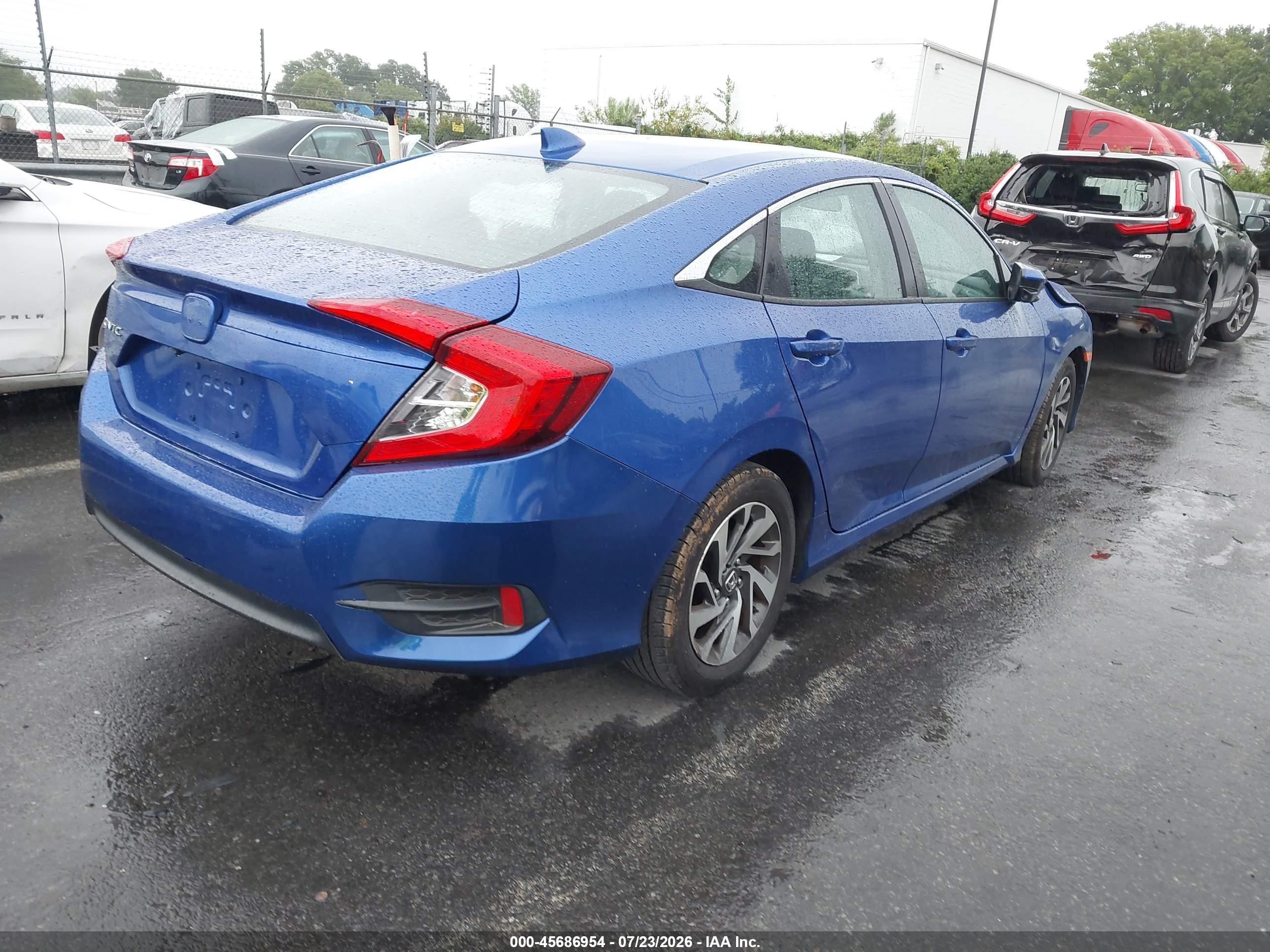 2017 Honda Civic Ex Синий vin: 19XFC2F71HE217559