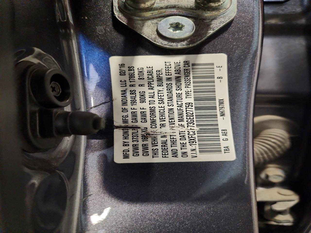 2016 Honda Civic Ex Gray vin: 19XFC2F73GE027759