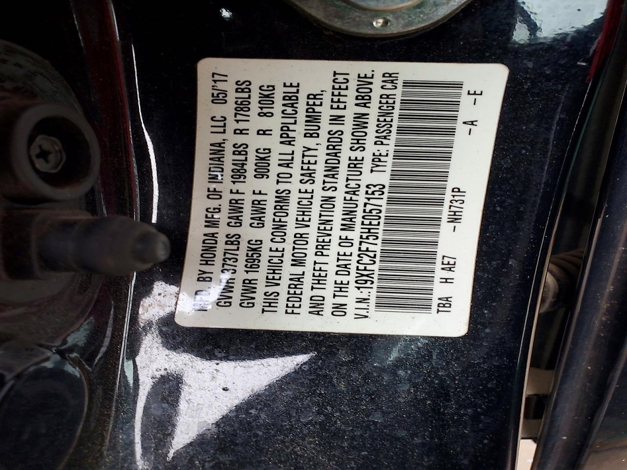 2017 Honda Civic Ex Black vin: 19XFC2F75HE057153