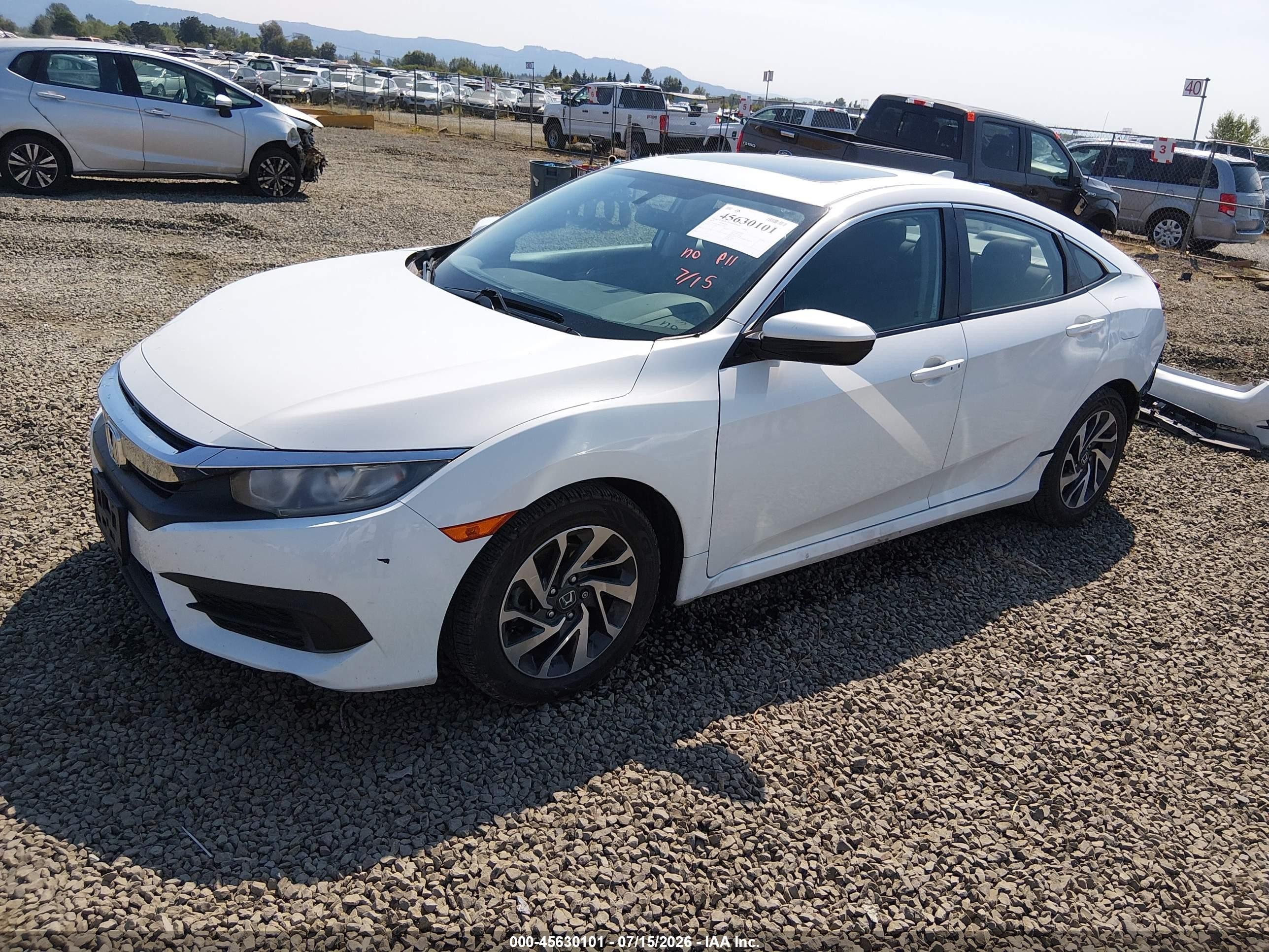 2017 Honda Civic Ex White vin: 19XFC2F76HE212003