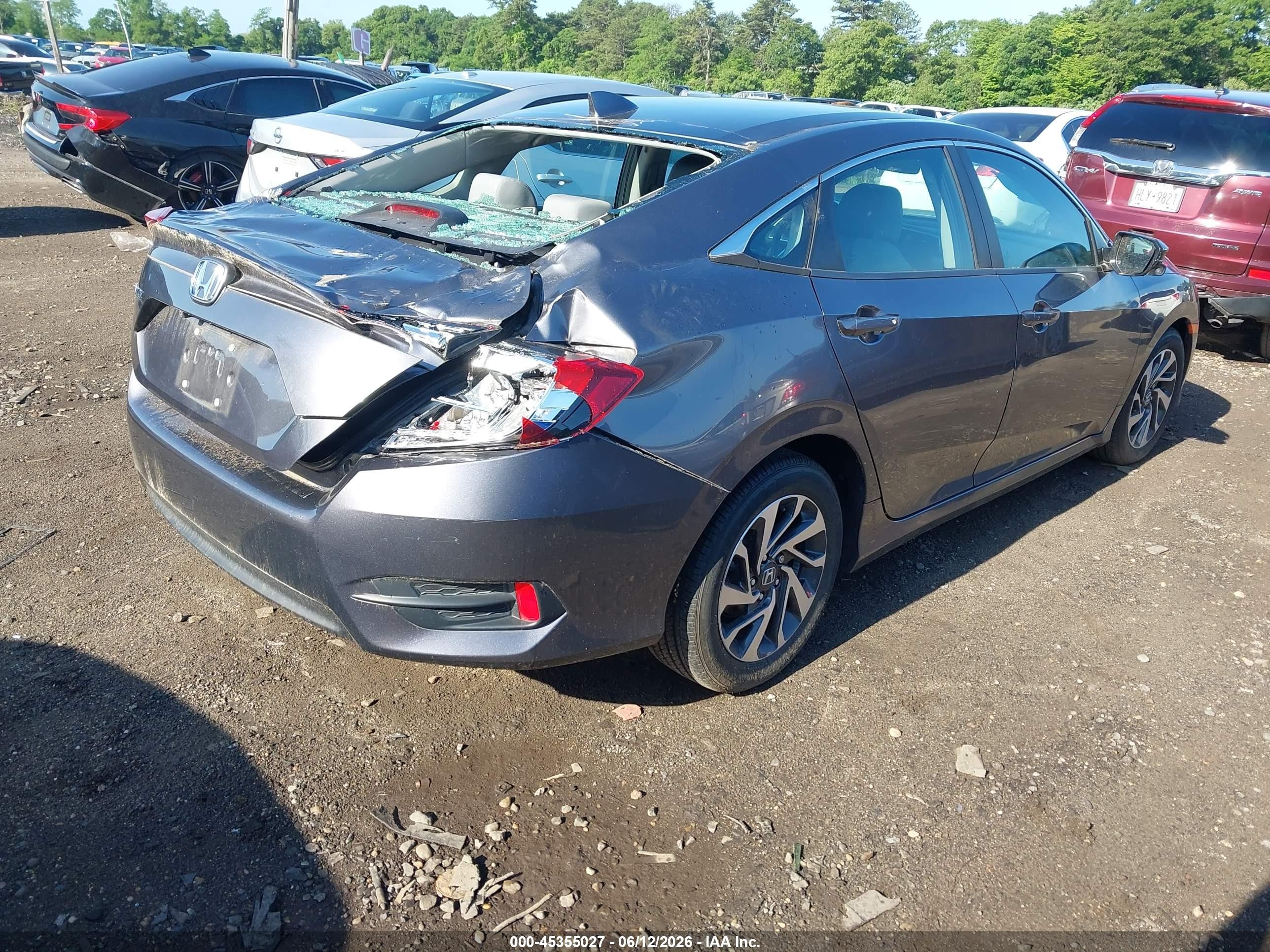 2017 Honda Civic Ex Gray vin: 19XFC2F77HE205030