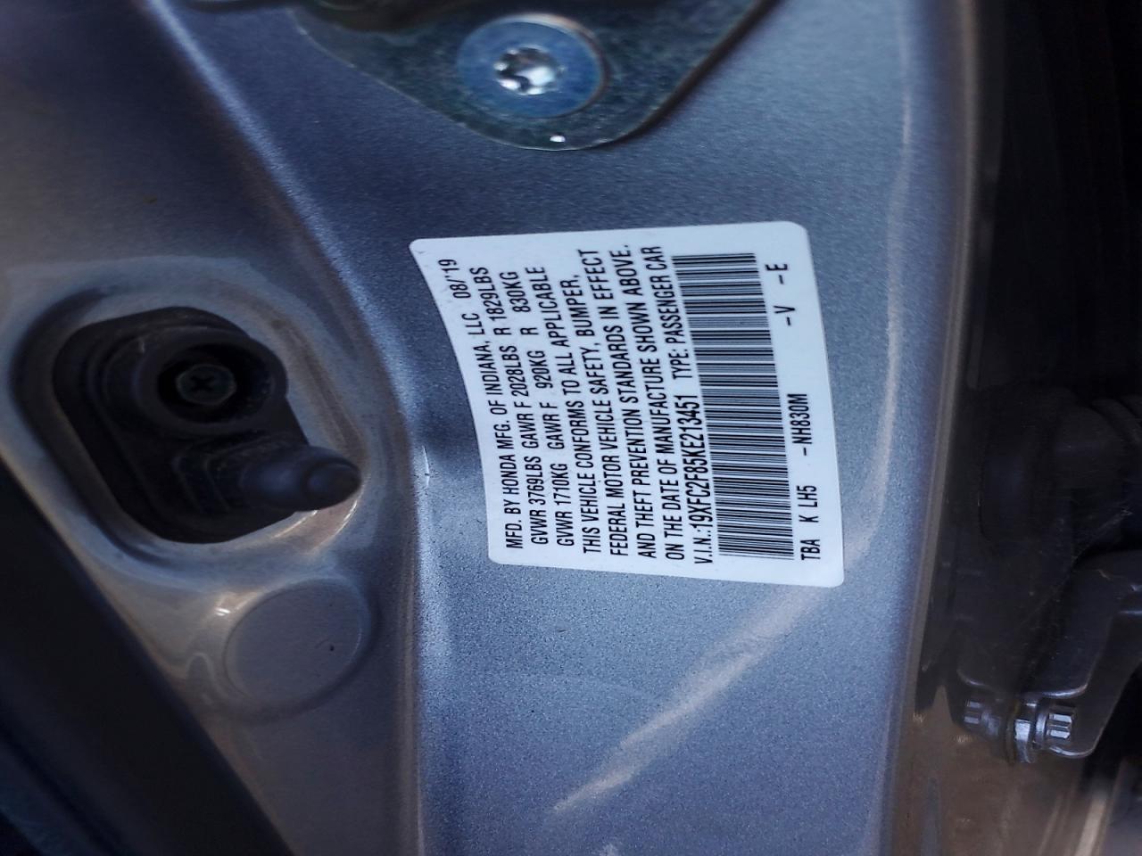 2019 Honda Civic Sport Silver vin: 19XFC2F85KE213451