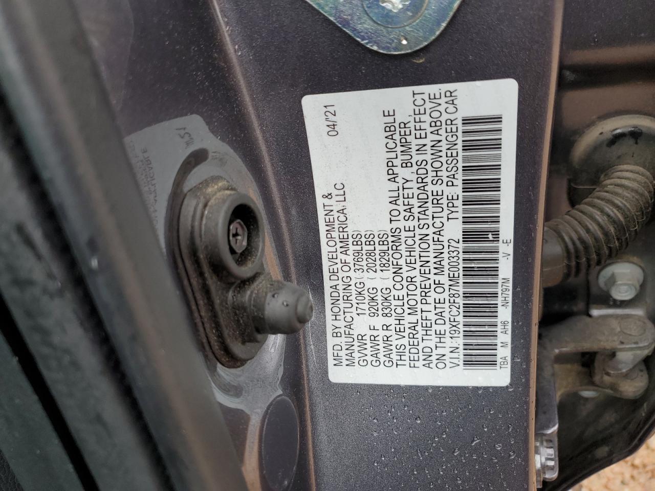 2021 Honda Civic Sport Gray vin: 19XFC2F87ME003372