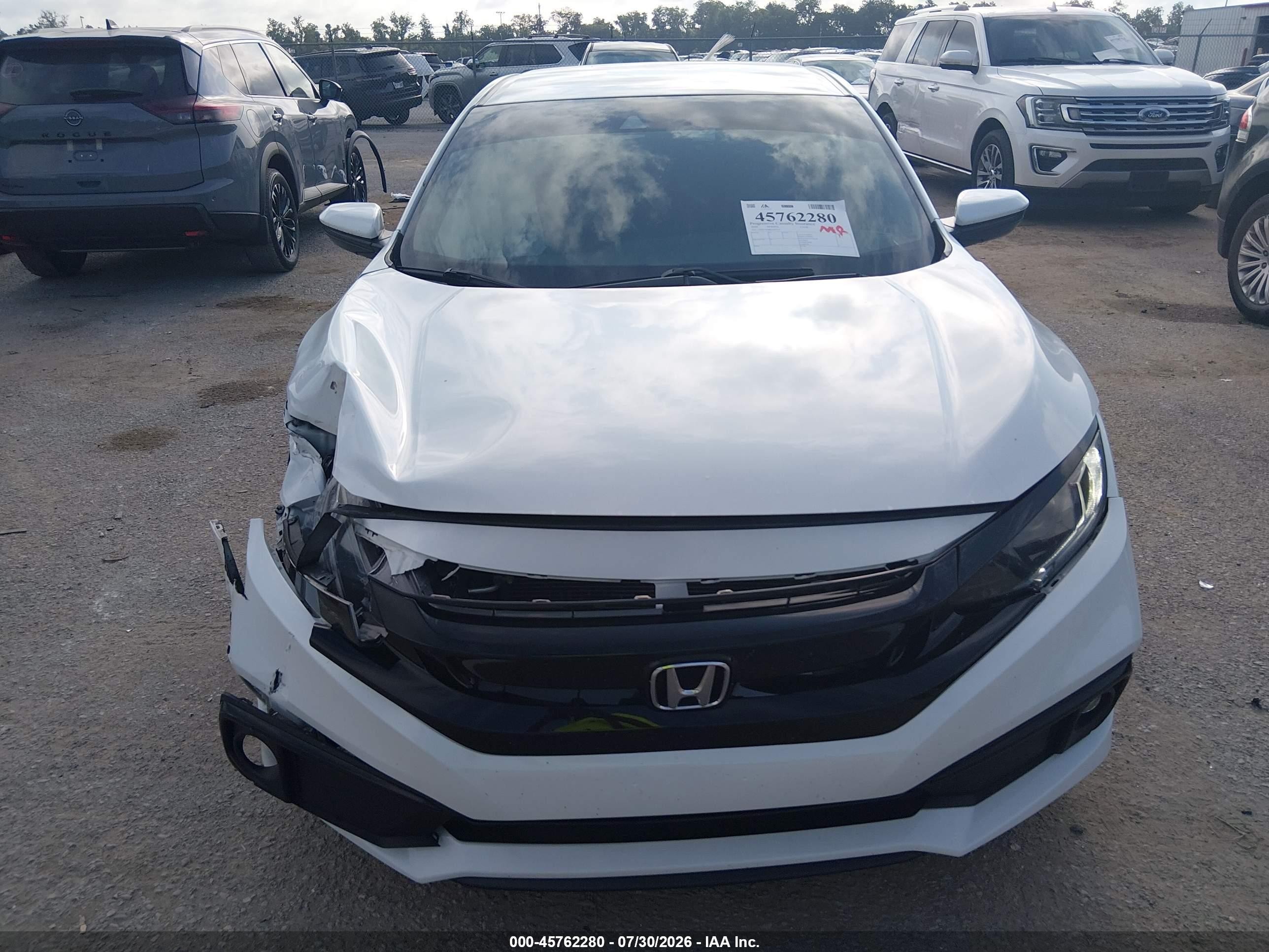 2019 Honda Civic Sport White vin: 19XFC2F88KE047152