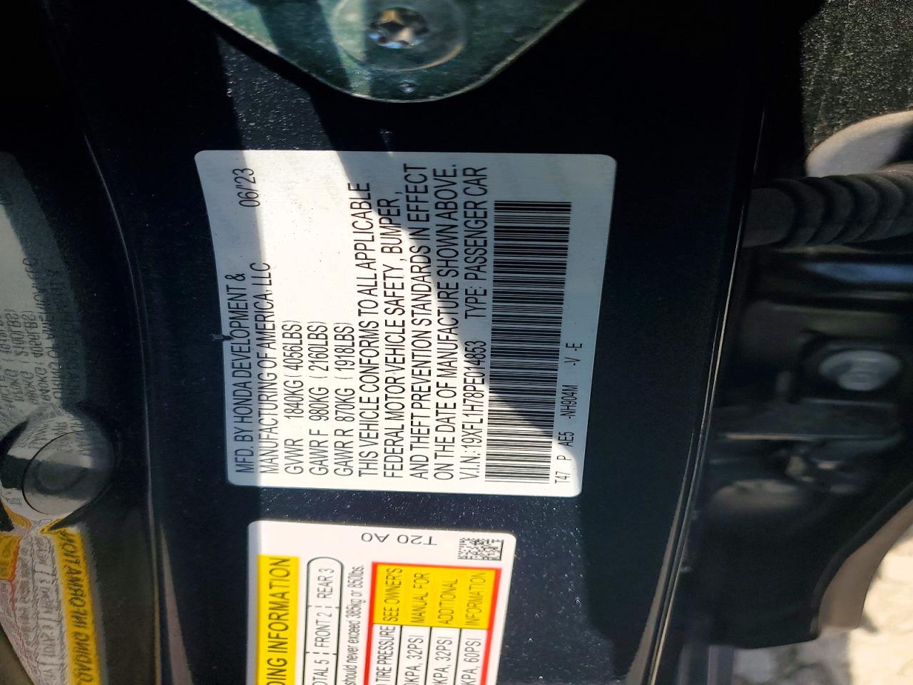 2023 Honda Civic Exl Gray vin: 19XFL1H78PE014853