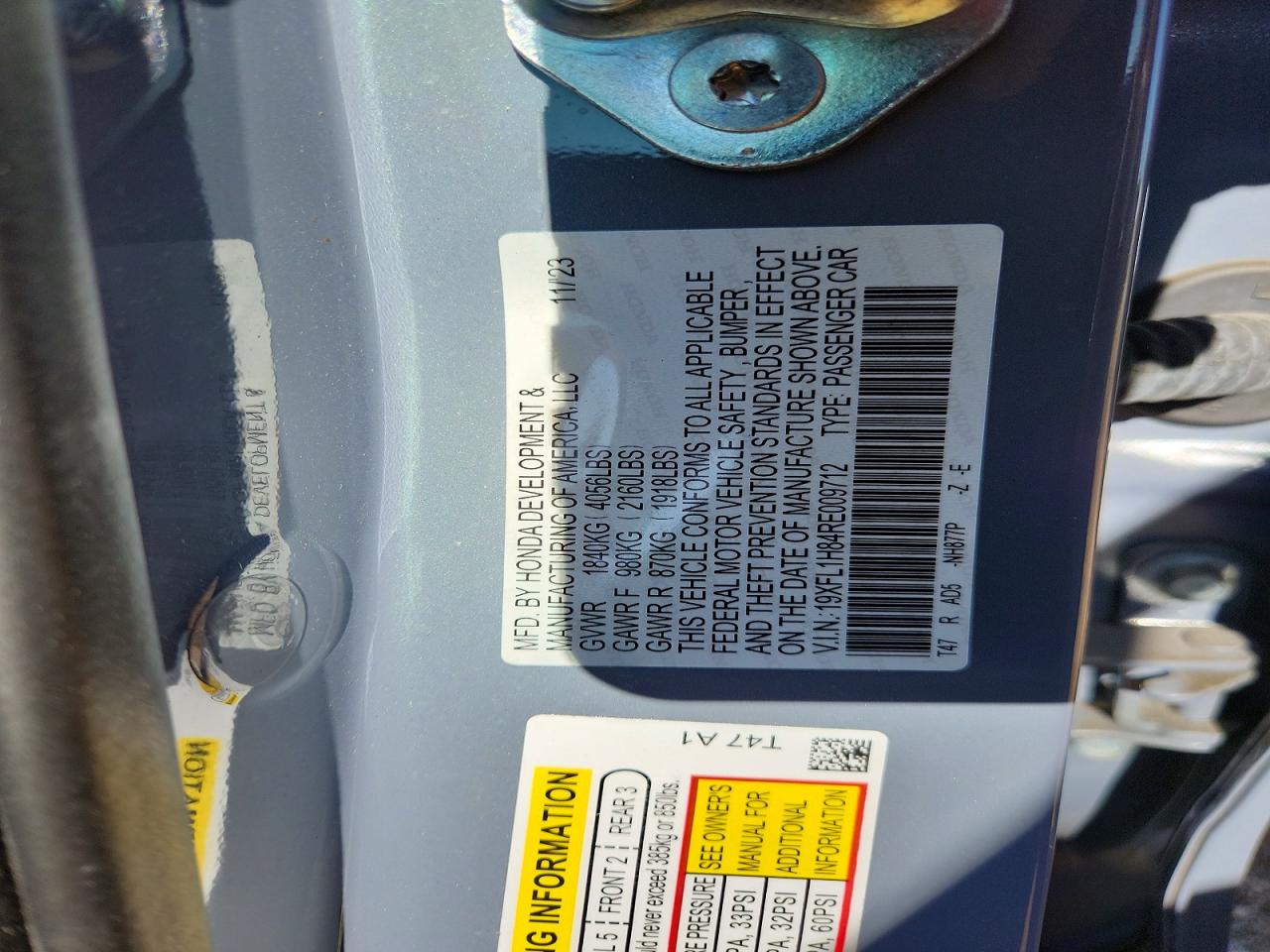 2024 Honda Civic Sport Touring Gray vin: 19XFL1H84RE009712