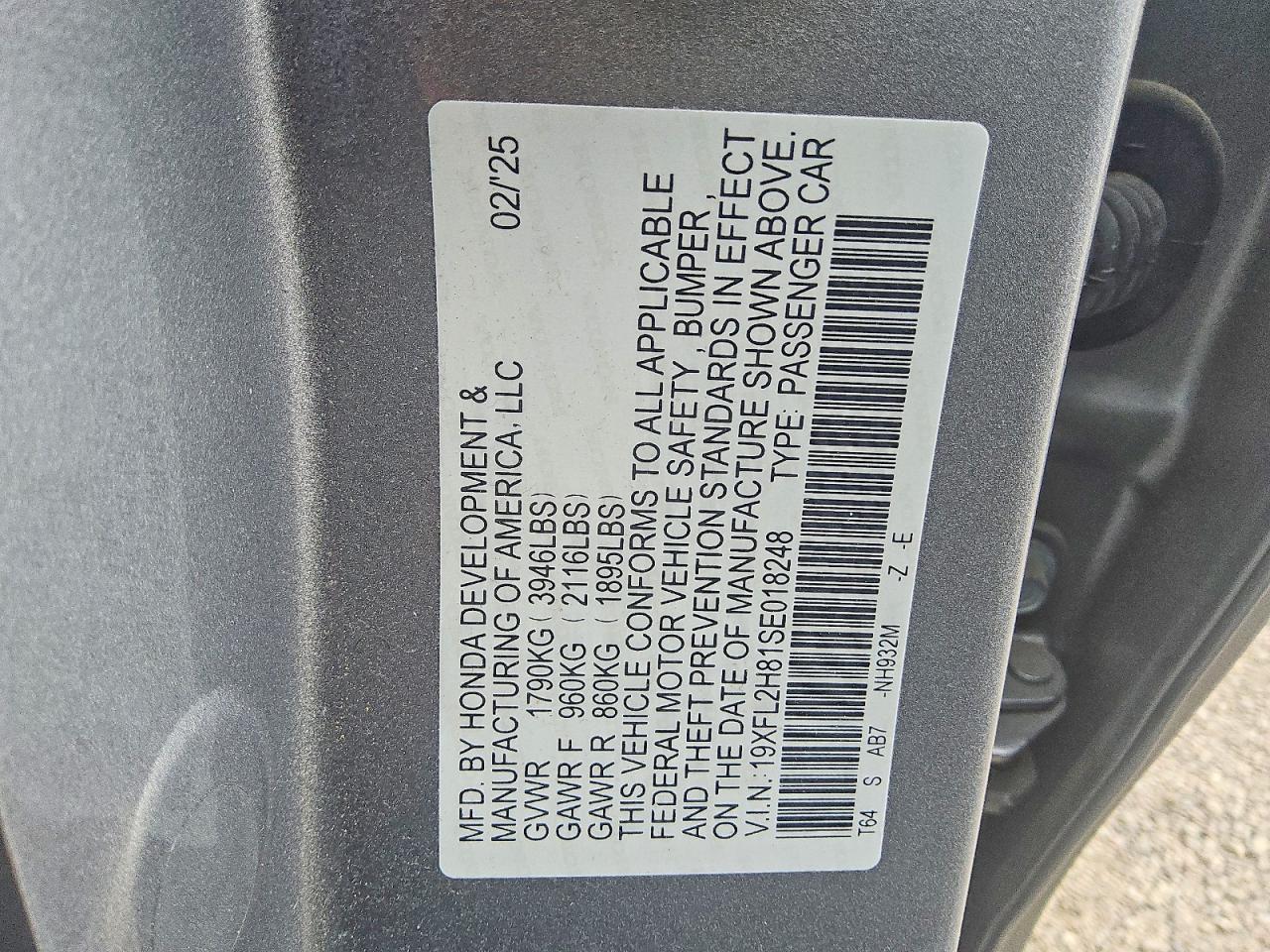 2025 Honda Civic Sport Silver vin: 19XFL2H81SE018248