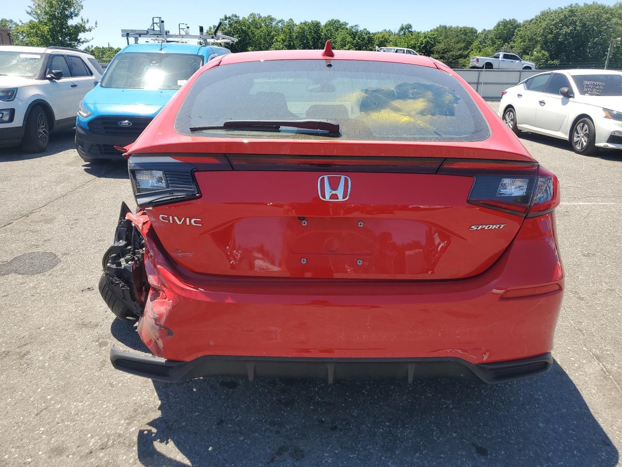2024 Honda Civic Sport Red vin: 19XFL2H83RE034218 Damage: Deck Lid, Dent(S) W/ Paint Dmg, 7 To 8 Inches