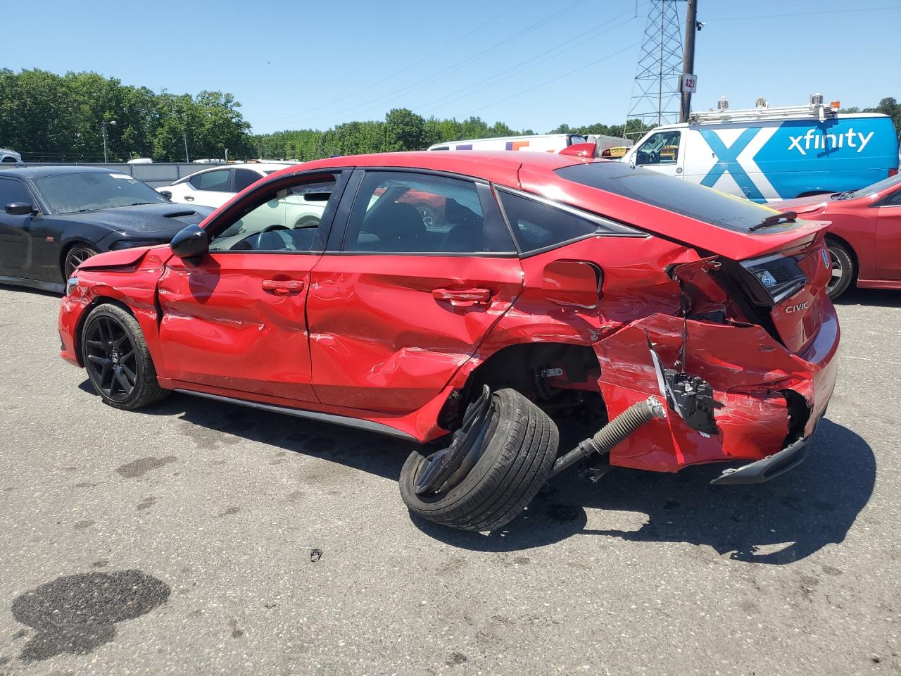 2024 Honda Civic Sport Red vin: 19XFL2H83RE034218 Damage: Left Rear Door, Severe Damage, Replacement Required