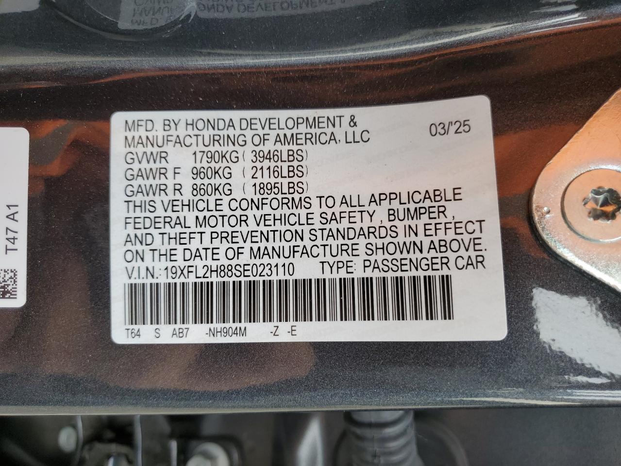 2025 Honda Civic Sport Серый vin: 19XFL2H88SE023110