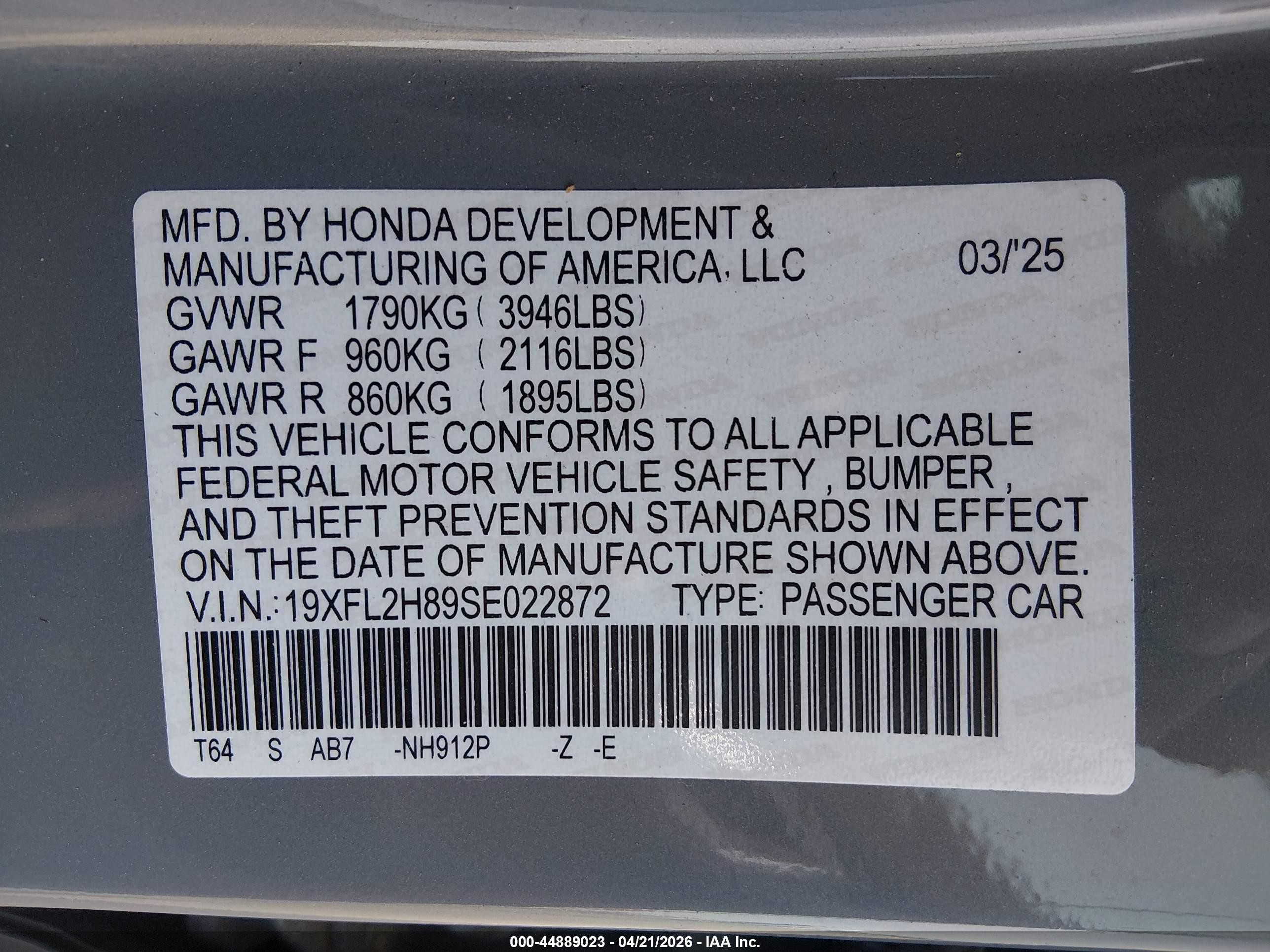 2025 Honda Civic Sedan Sport Gray vin: 19XFL2H89SE022872