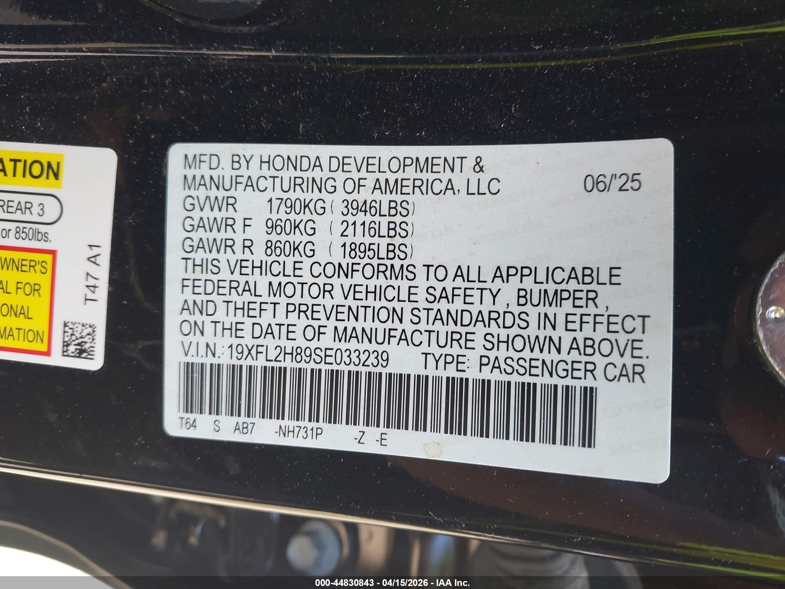 2025 Honda Civic Sedan Sport Black vin: 19XFL2H89SE033239