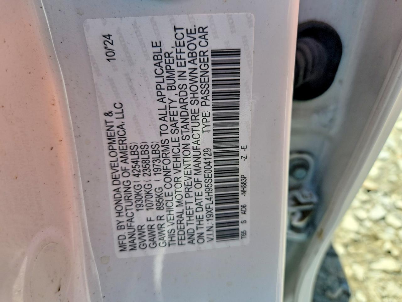 2025 Honda Civic Sport Touring White vin: 19XFL4H95SE004129