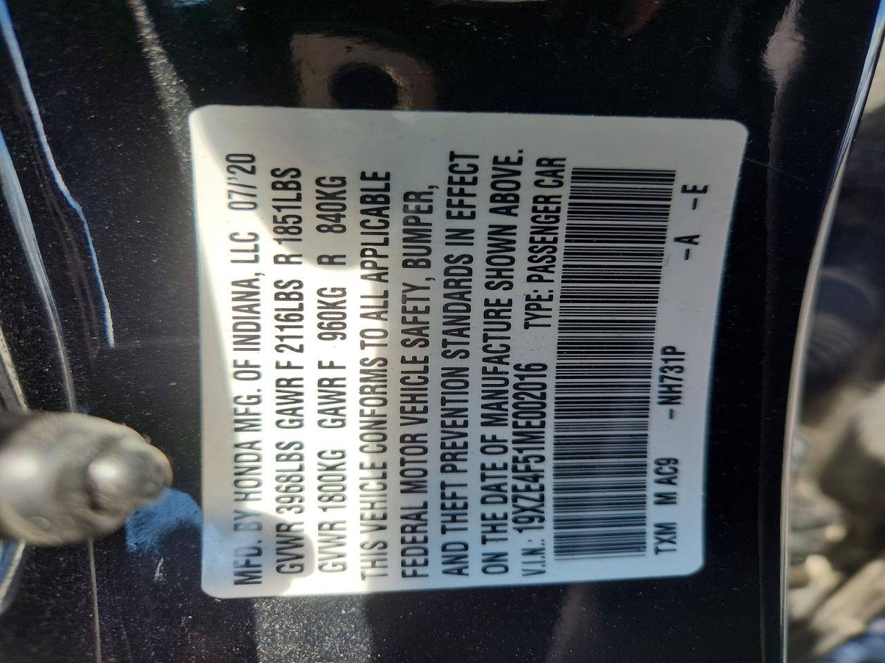 2021 Honda Insight Ex Black vin: 19XZE4F51ME002016
