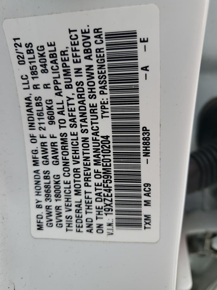 2021 Honda Insight Ex Белый vin: 19XZE4F59ME010204