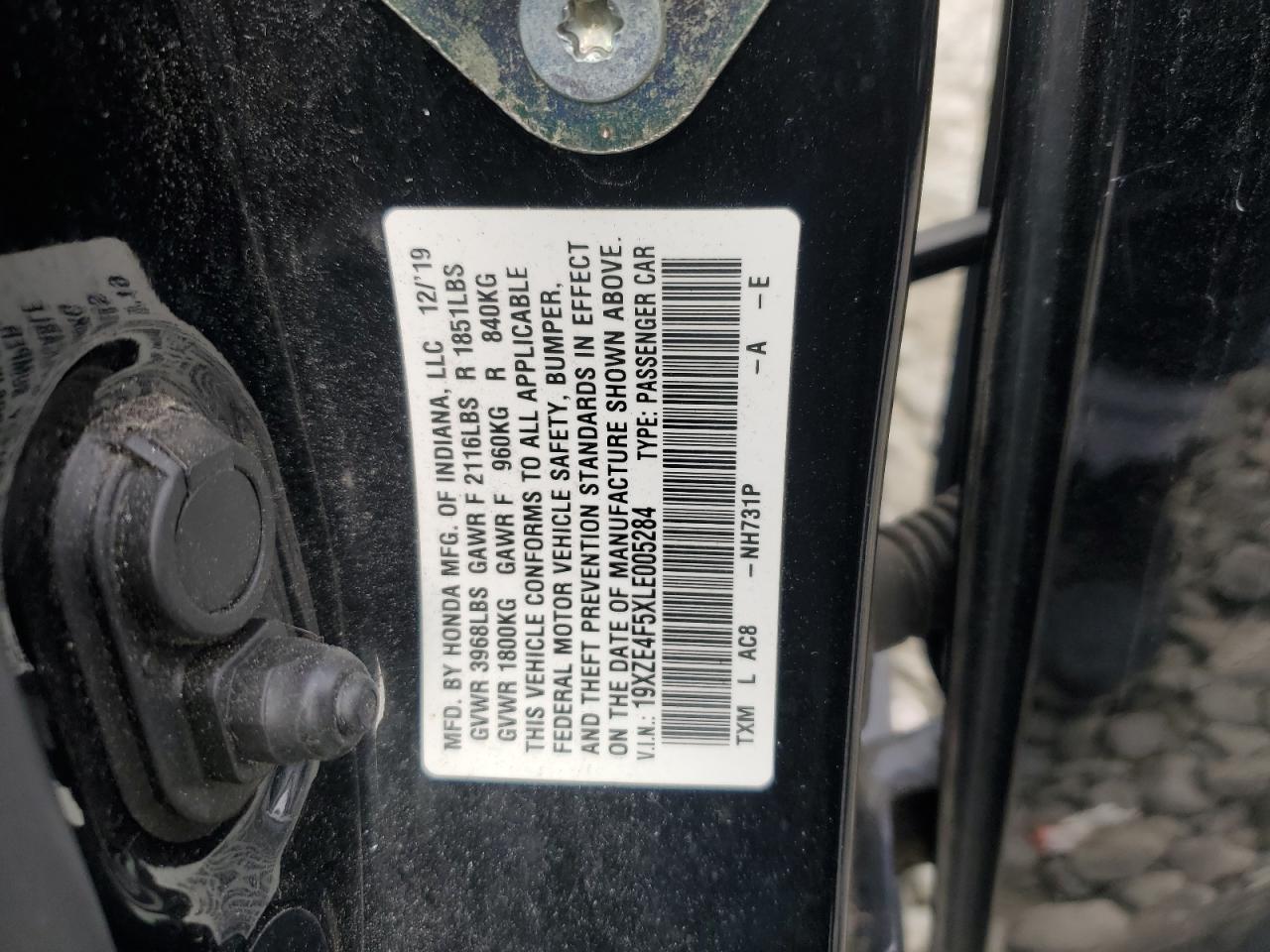 2020 Honda Insight Ex Black vin: 19XZE4F5XLE005284