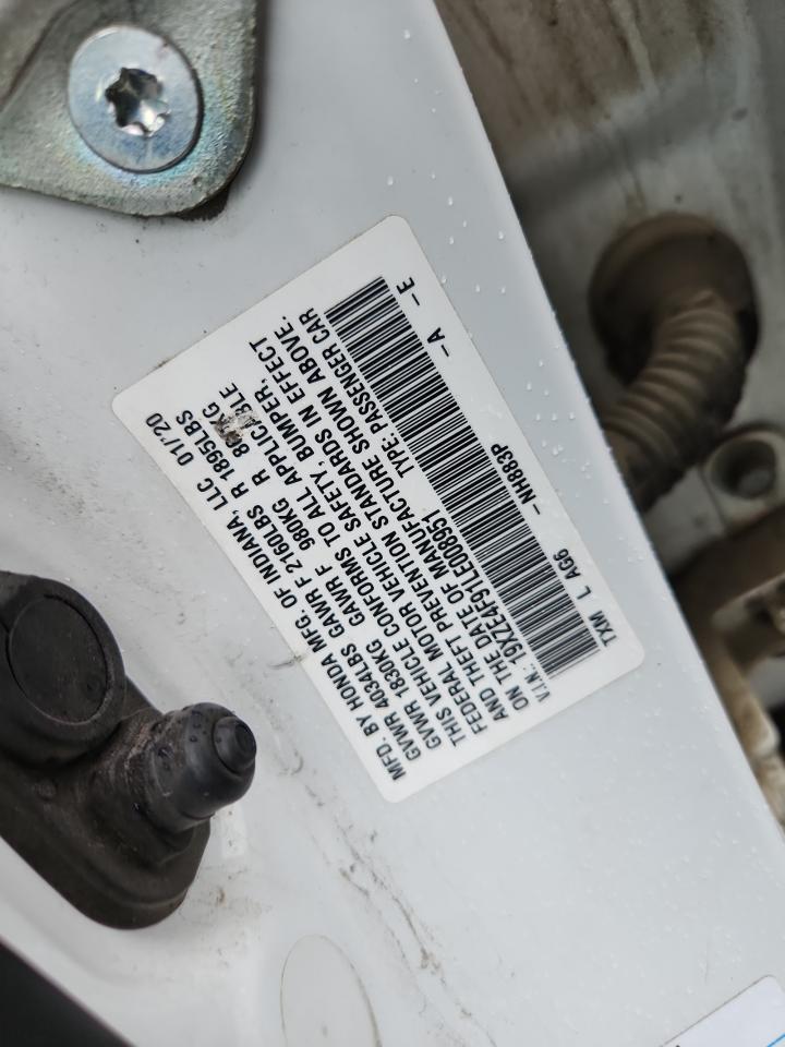 2020 Honda Insight Touring White vin: 19XZE4F91LE008951