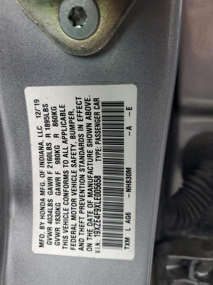 2020 Honda Insight Touring Silver vin: 19XZE4F9XLE005658