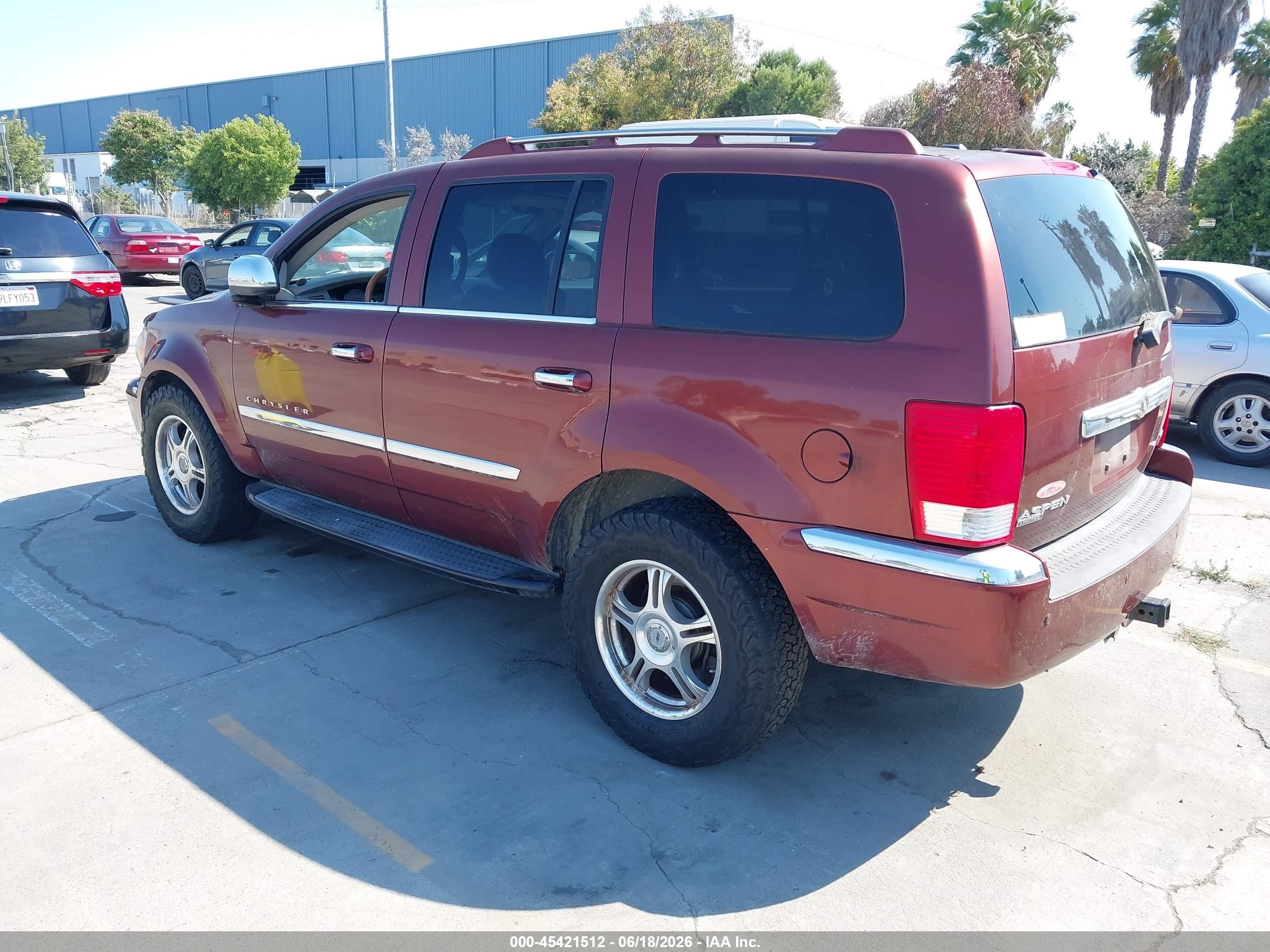 2007 Chrysler Aspen Limited Maroon vin: 1A8HW582X7F524924